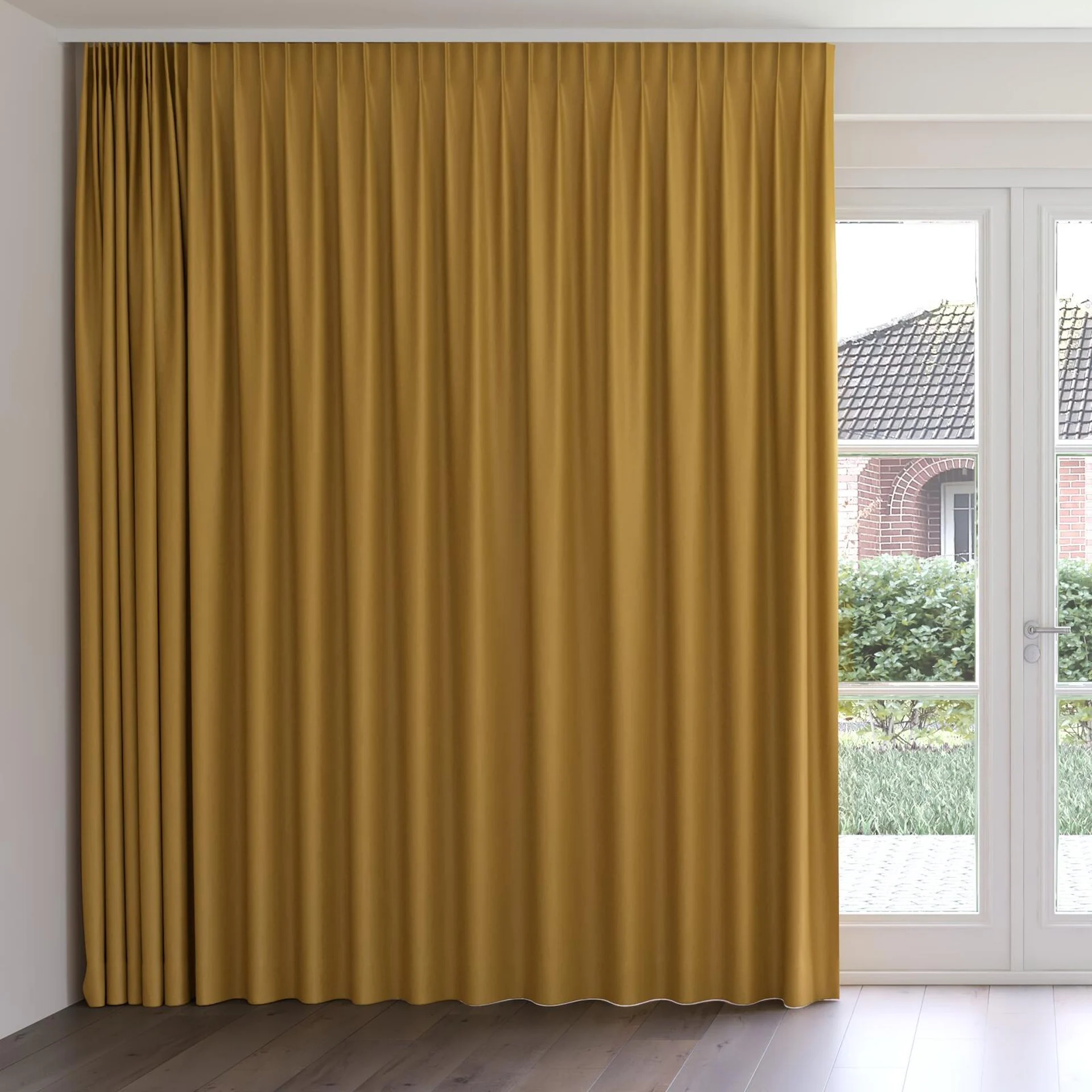 Front view of Eternal Citrine, on curtain rail