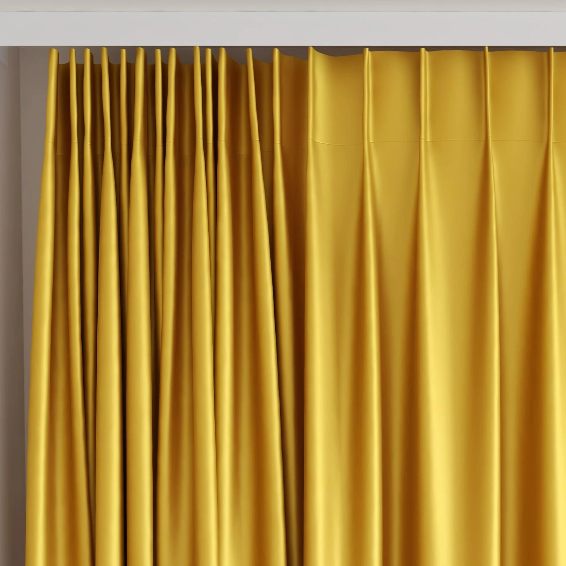 Top view of Moonbeam Mimosa, on curtain rail