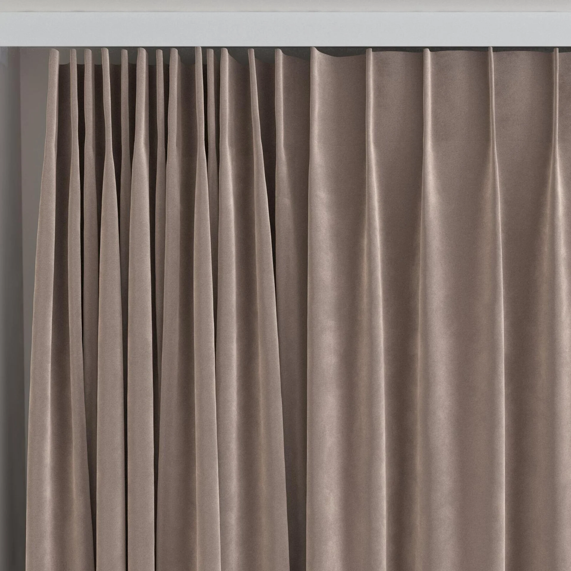 Top view of Lux Velvet Dusk 8704, on curtain rail