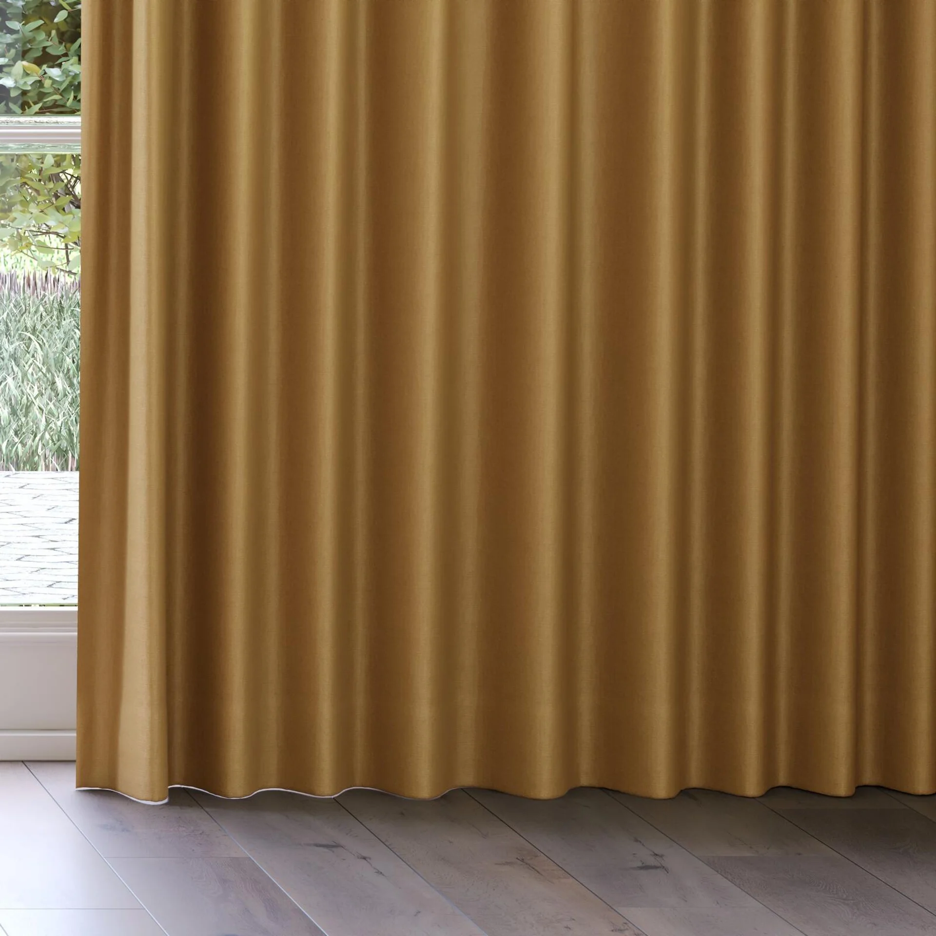 Bottom view of Eternal Turmeric, on curtain rail