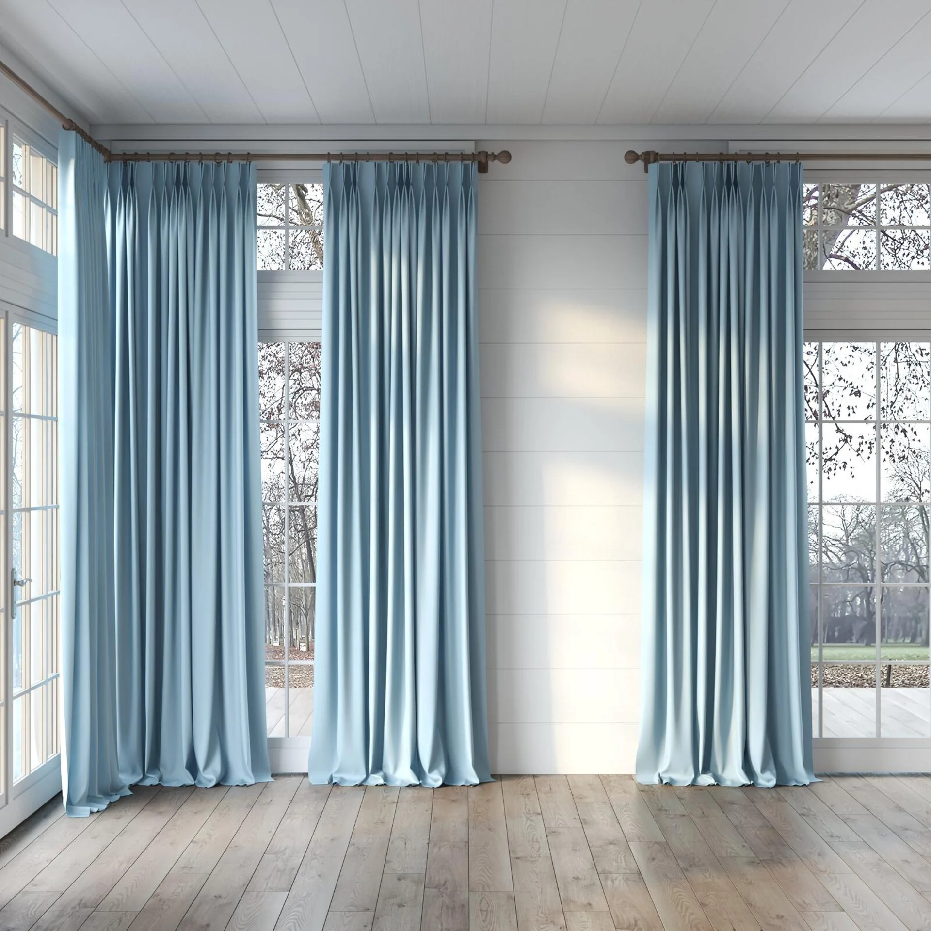 Full view of Ultra Dim Ballad, puddled, on curtain rod