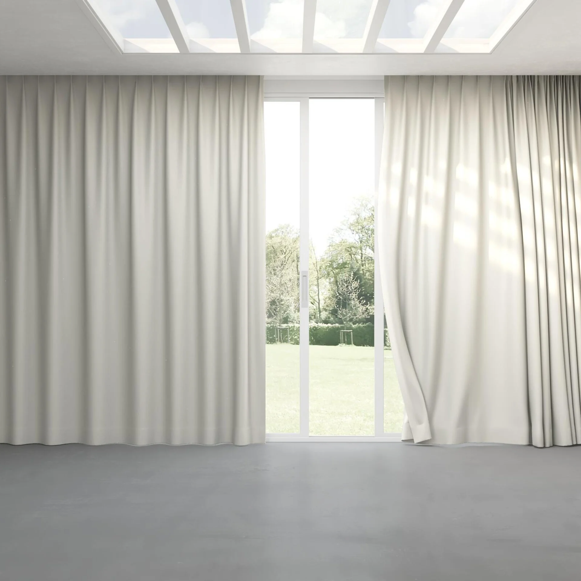 Full view of Duede Marble, pinch pleat