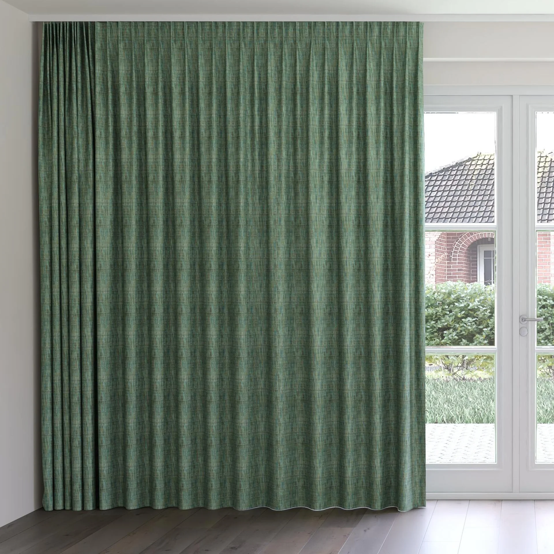 Front view of Observatory Emerald, on curtain rail