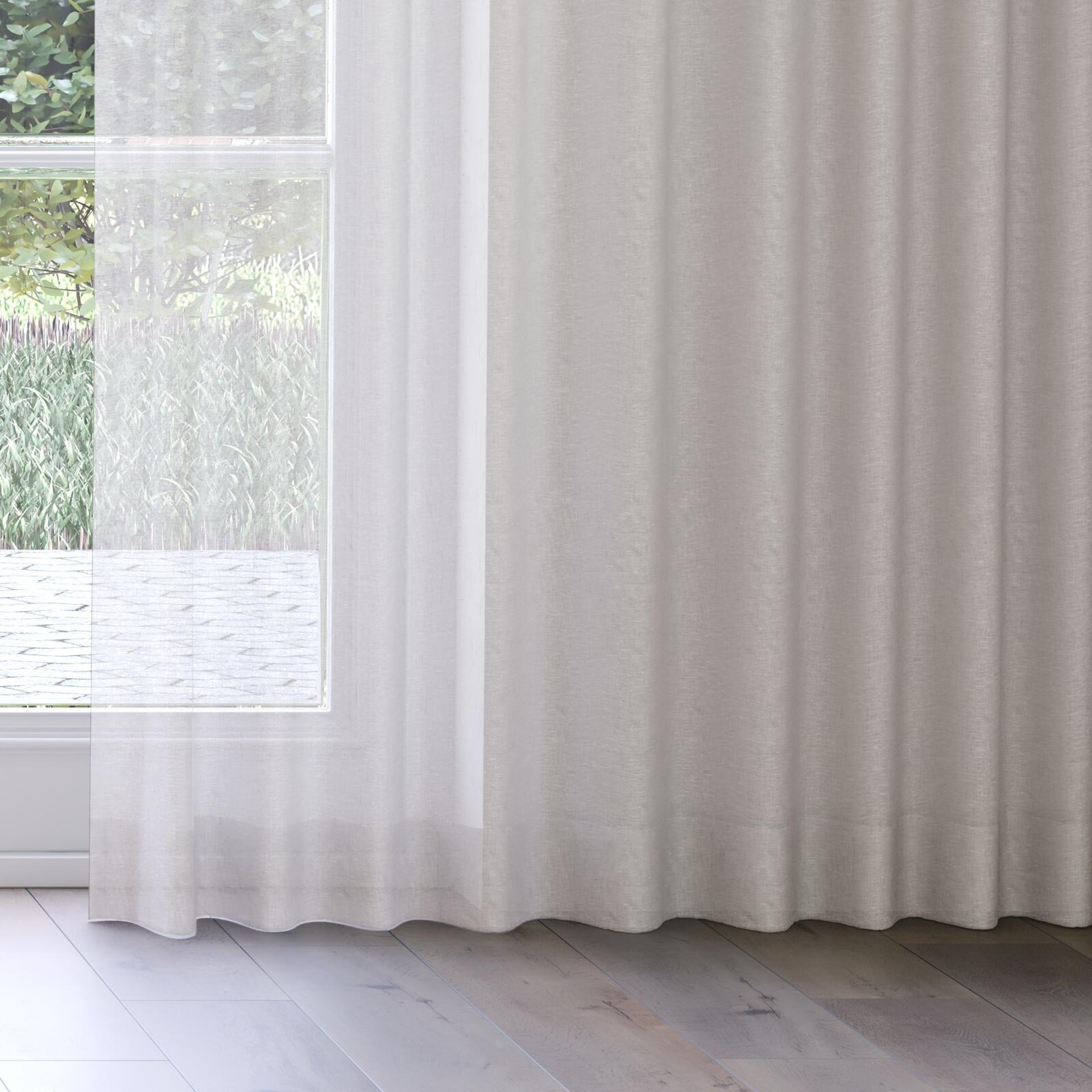 Bottom view of Lino Silver Birch, on curtain rail