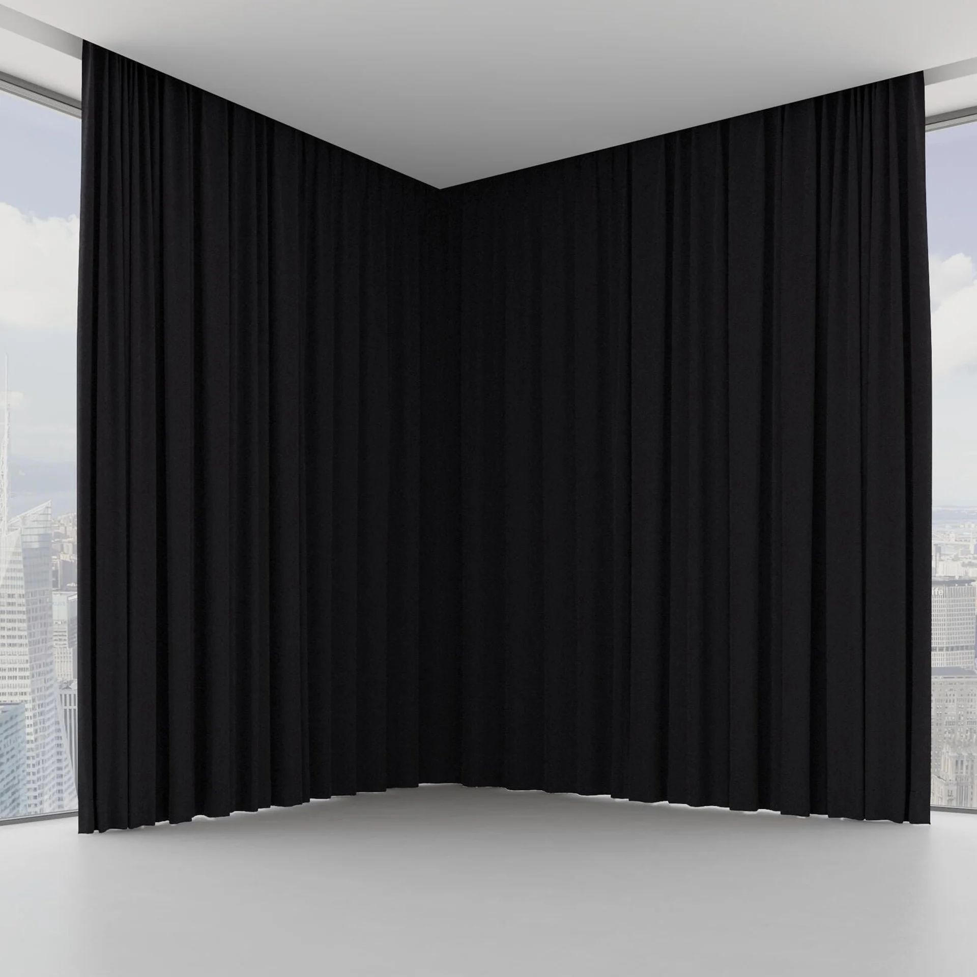 Front view of Lux Velvet Ebony 8702, on hidden rail