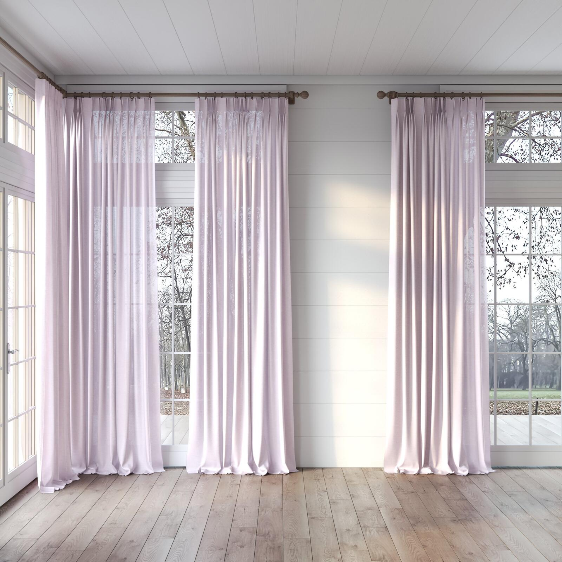 Full view of Arcadia Quartz, puddled, on curtain rod