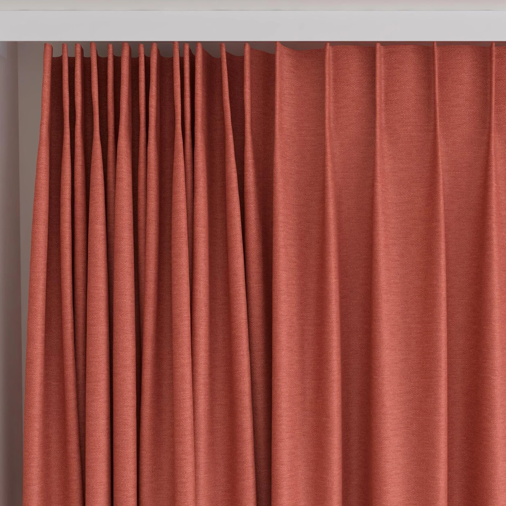 Top view of Colourwash Eco Chili, on curtain rail