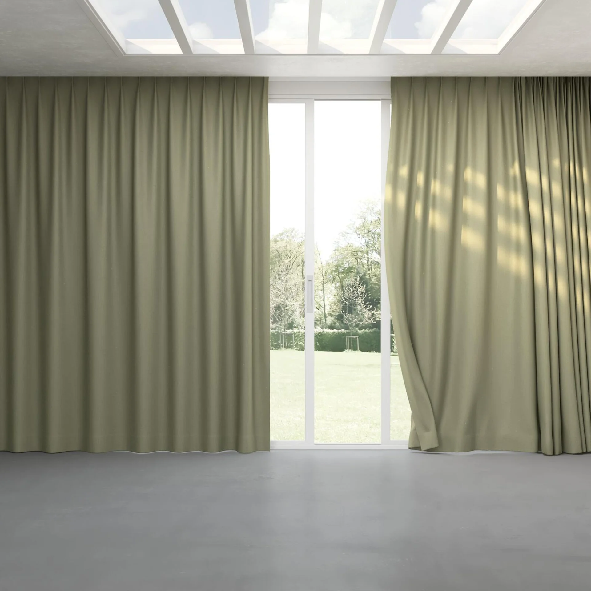 Full view of Excel Sage, pinch pleat