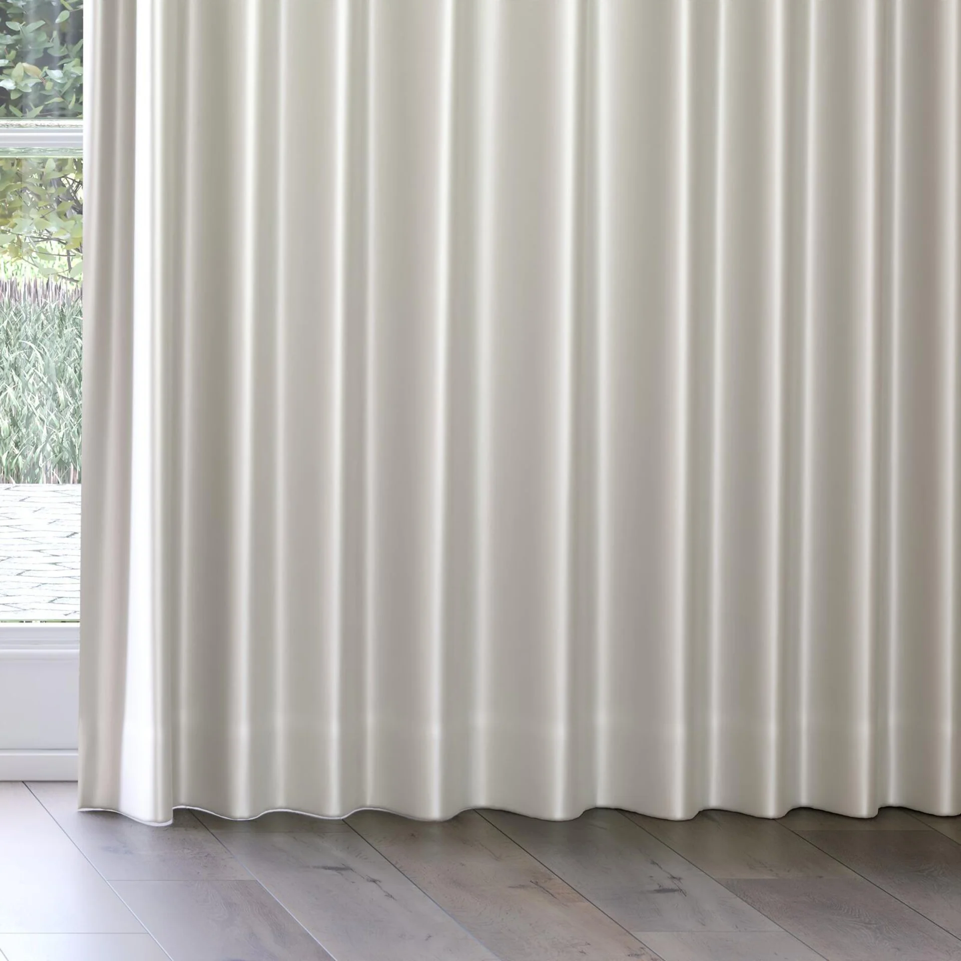 Bottom view of North Face Ivory, on curtain rail