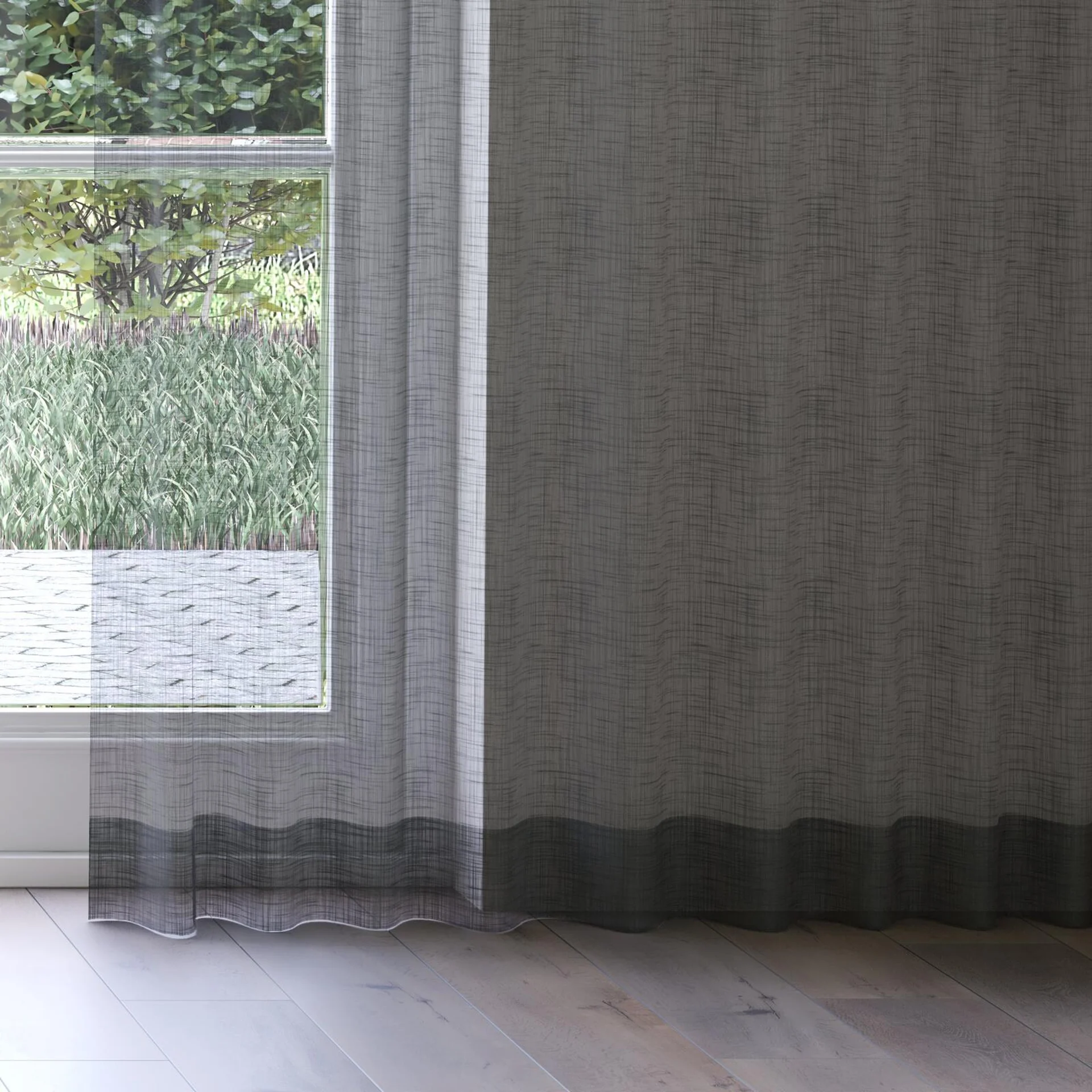 Bottom view of Kumo Recycled Riverstone, on curtain rail