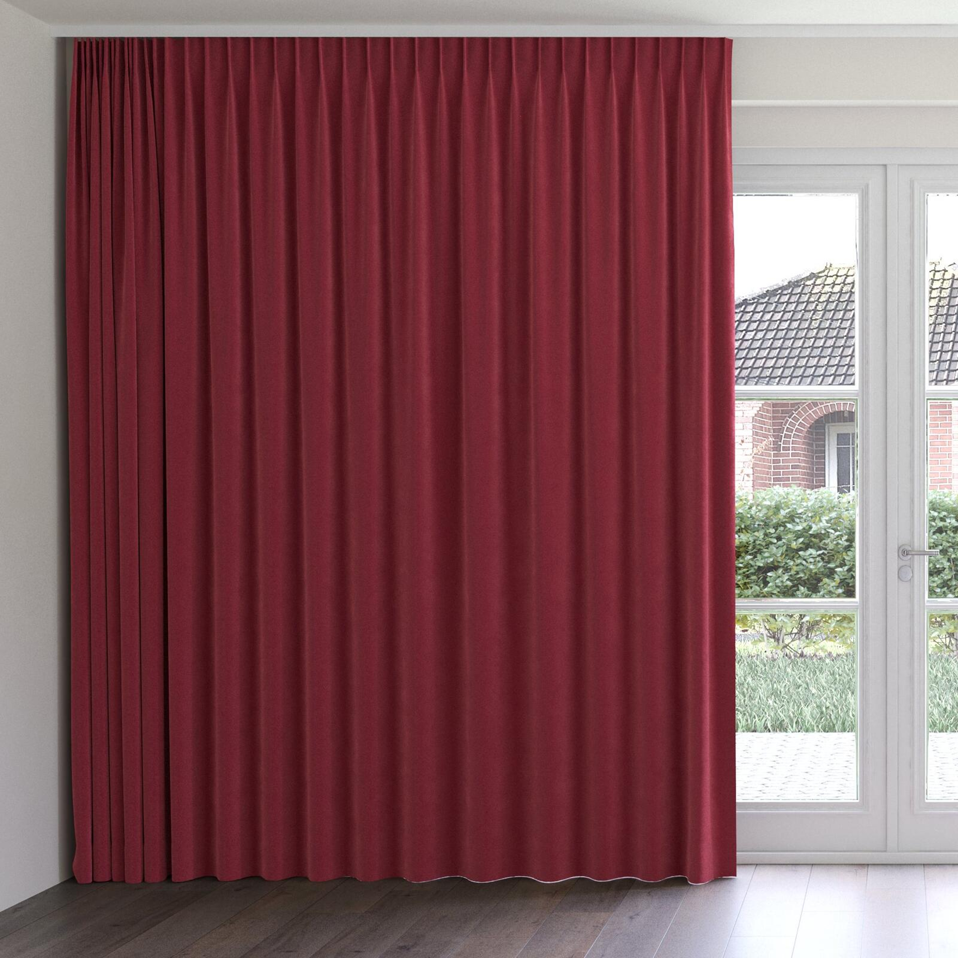 Front view of Moon Cabernet, on curtain rail