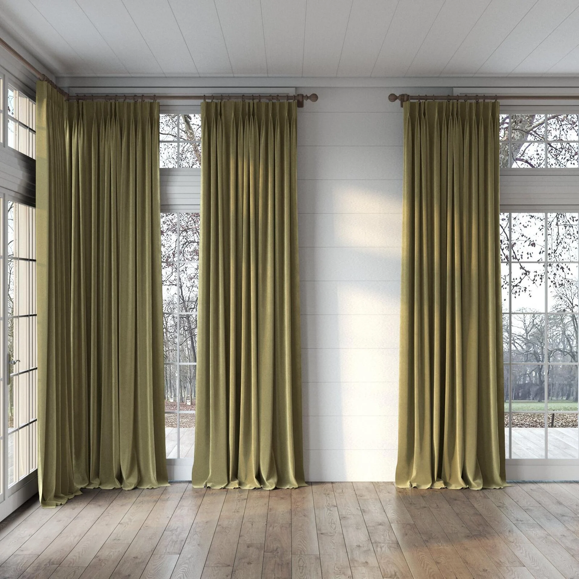 Full view of Vienna Elm, puddled, on curtain rod