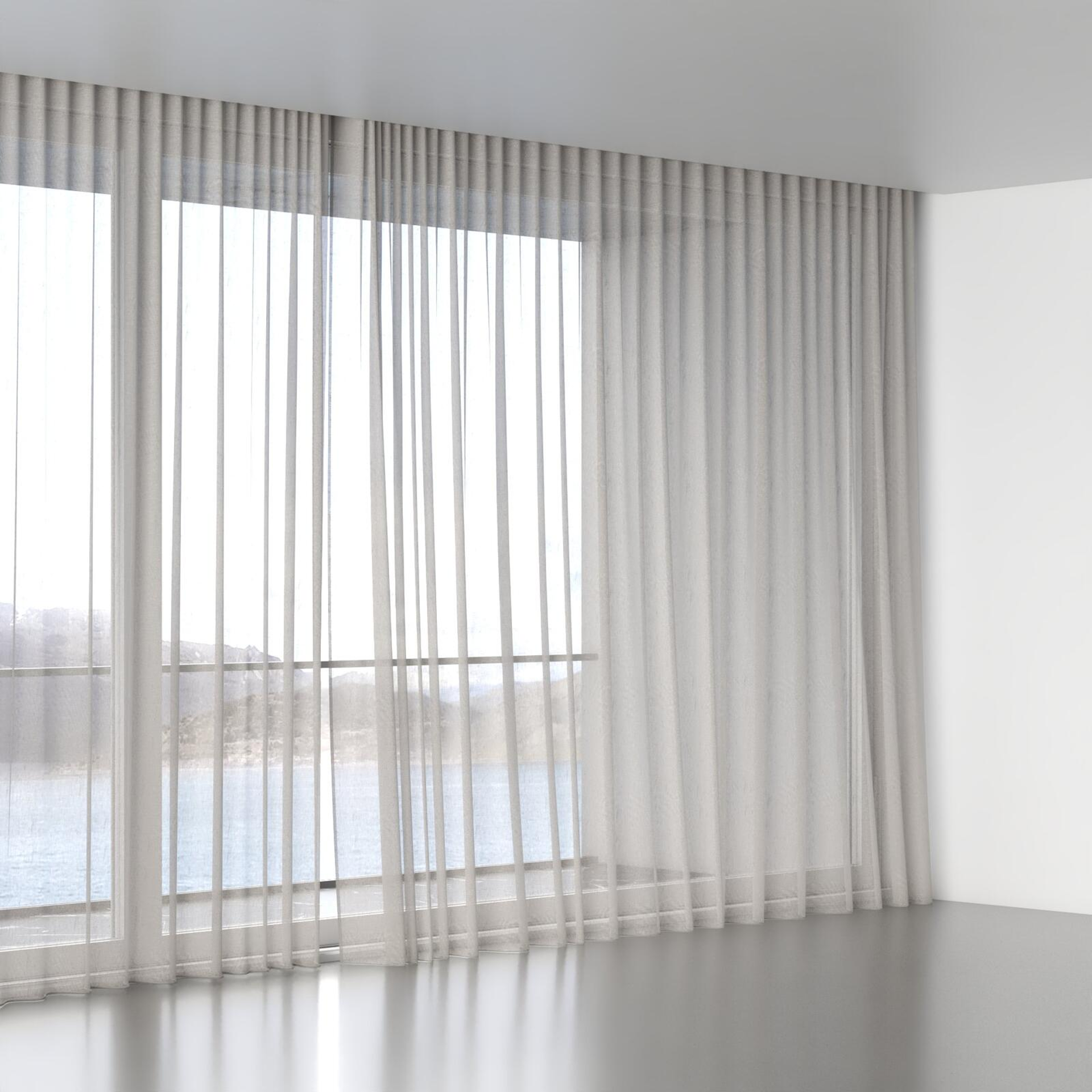 Full view of Lino Silver Birch, wave pleat