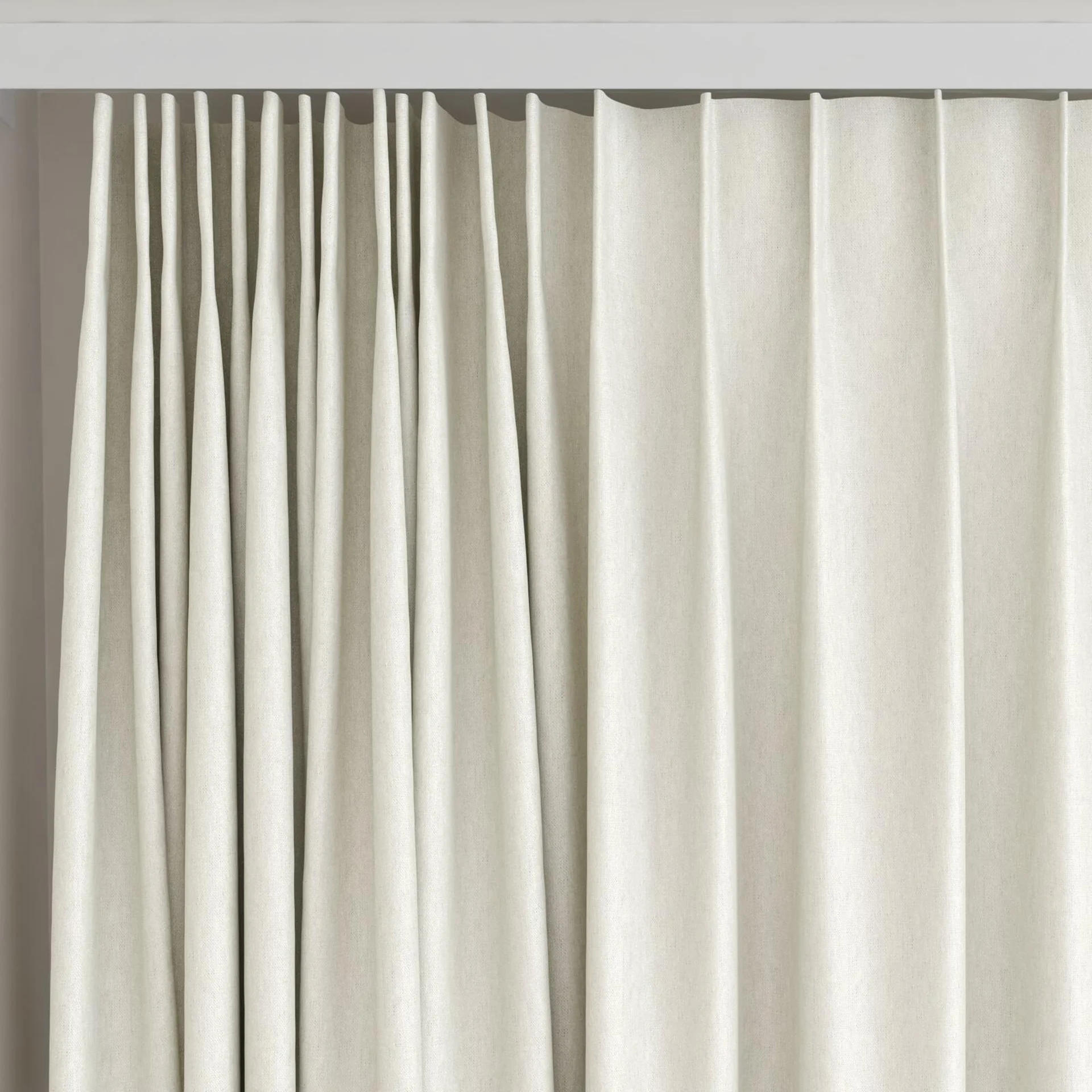 Top view of Infinite Calico, on curtain rail