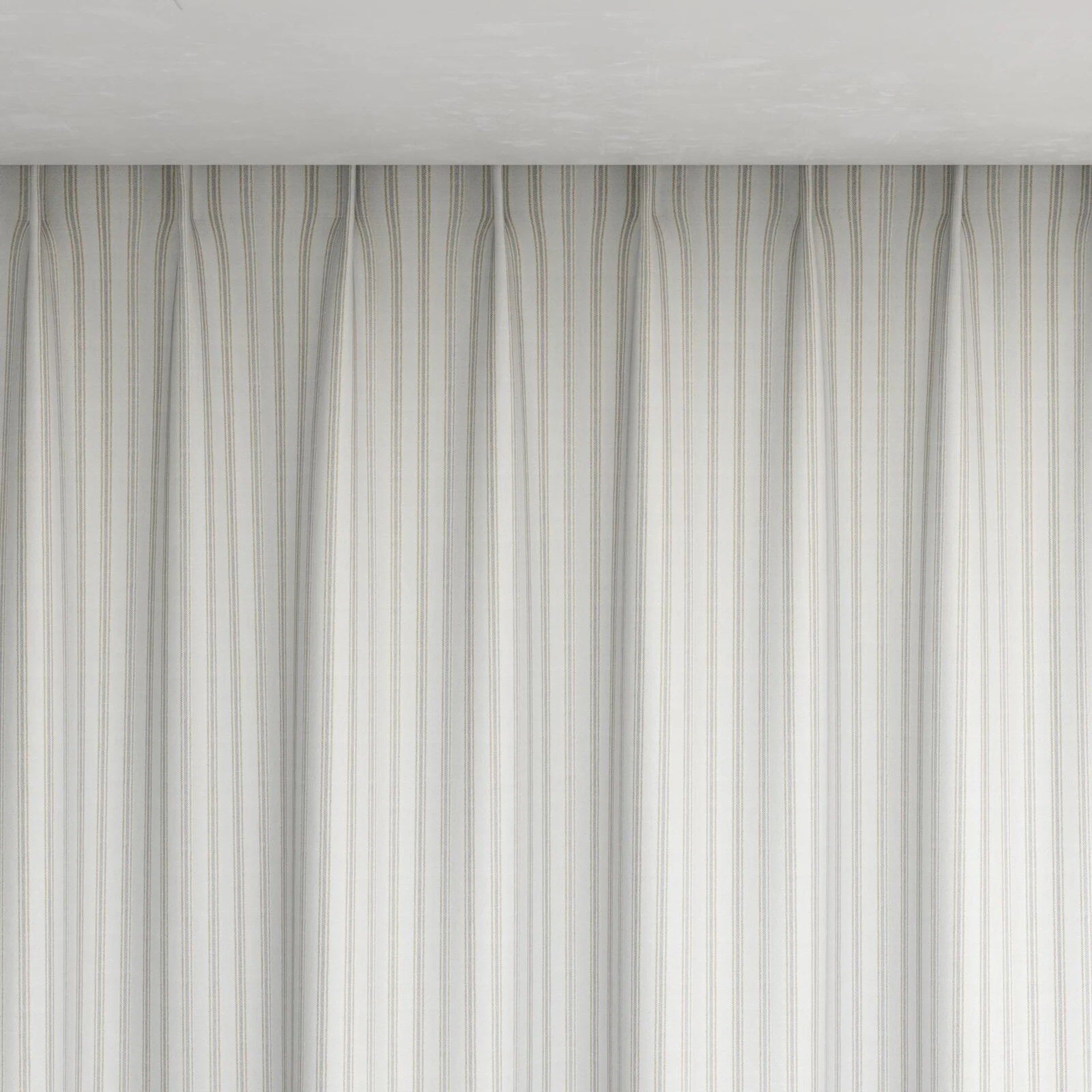 Top view of Chambray Ticking Sepia, pinch pleat