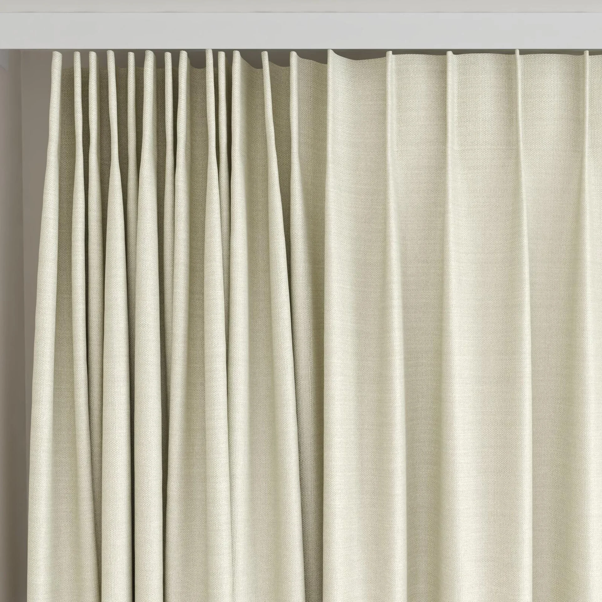 Top view of Linex Ivory, on curtain rail