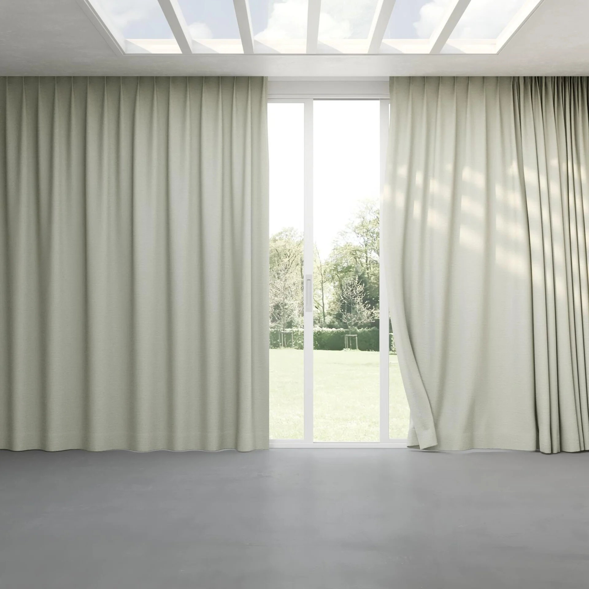 Full view of Obi Stonewash Sage, pinch pleat