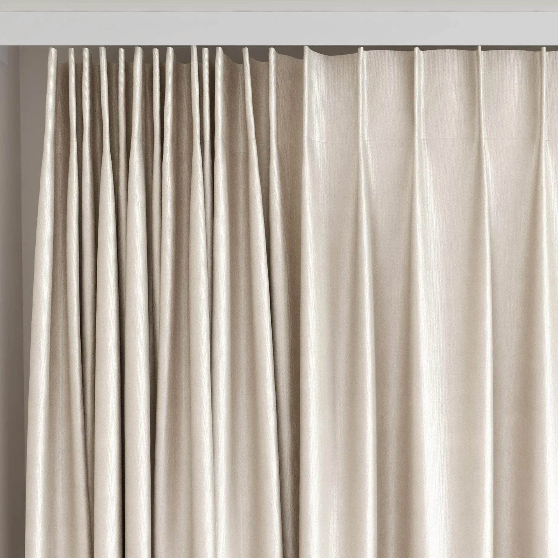 Top view of Glacial Nougat, on curtain rail
