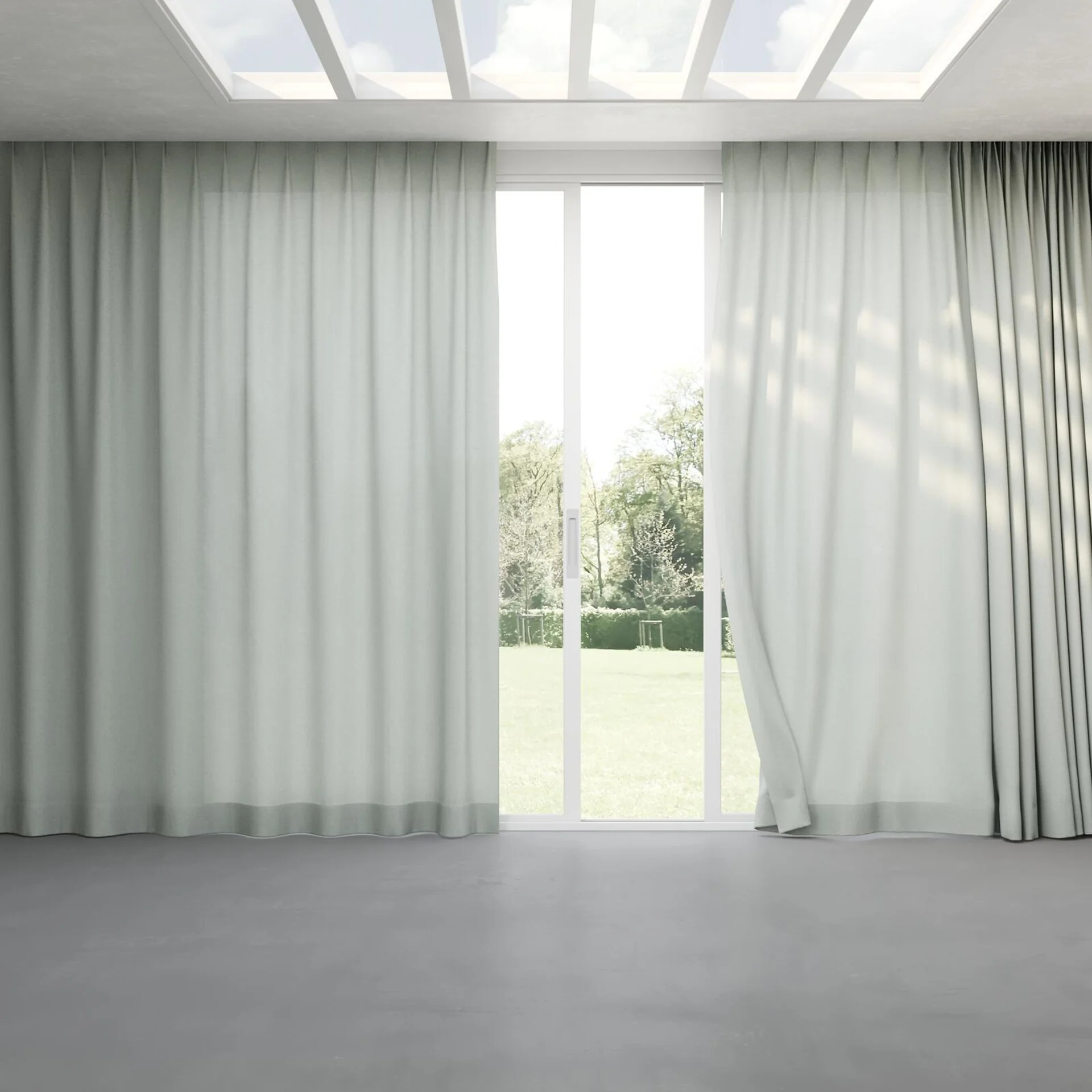 Full view of Envoy 2 Mist 320cm, pinch pleat