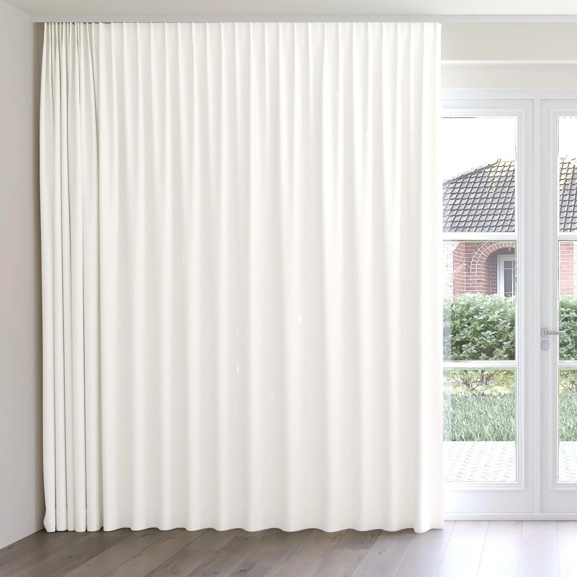 Front view of Latimer Blanc, on curtain rail