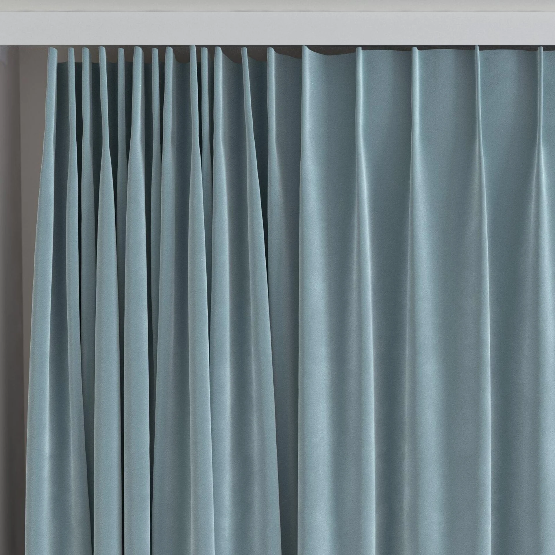 Top view of Verbier Aqua, on curtain rail
