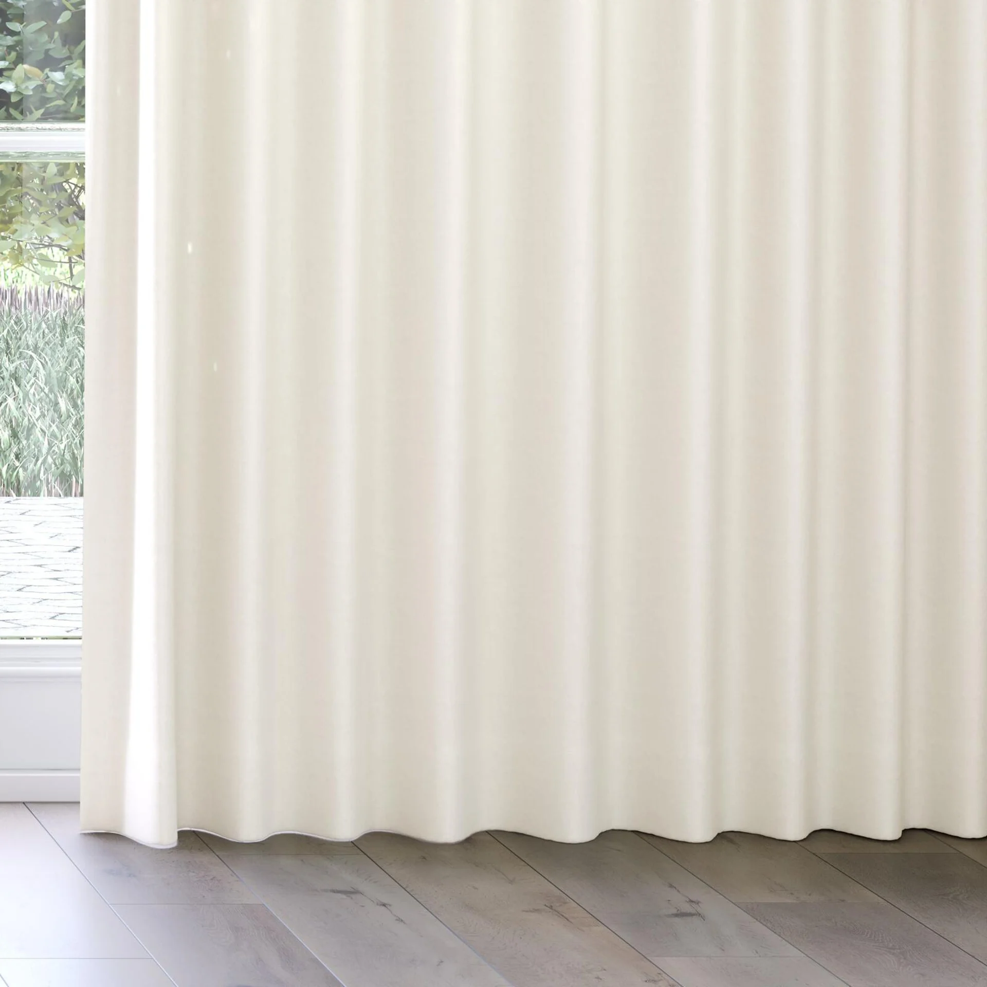 Bottom view of Brugge Cream, on curtain rail