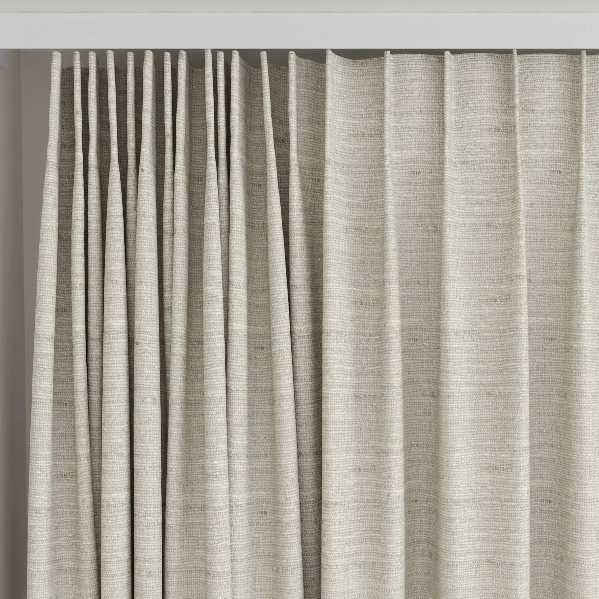 Top view of Tennessee Tussah Hopsack, on curtain rail