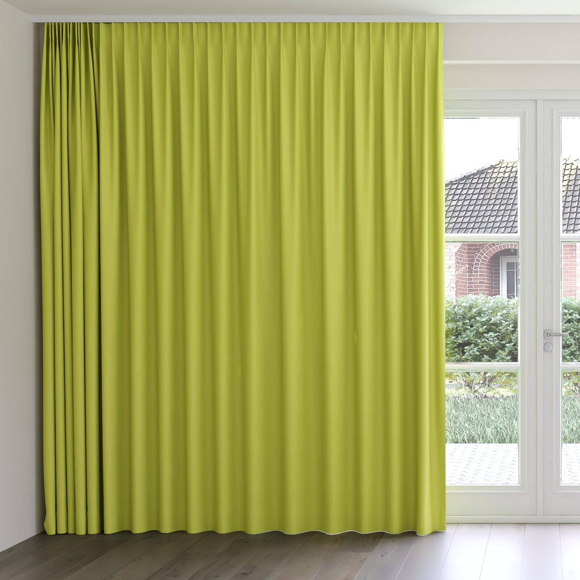 Front view of Ultra Dim Kiwi, on curtain rail