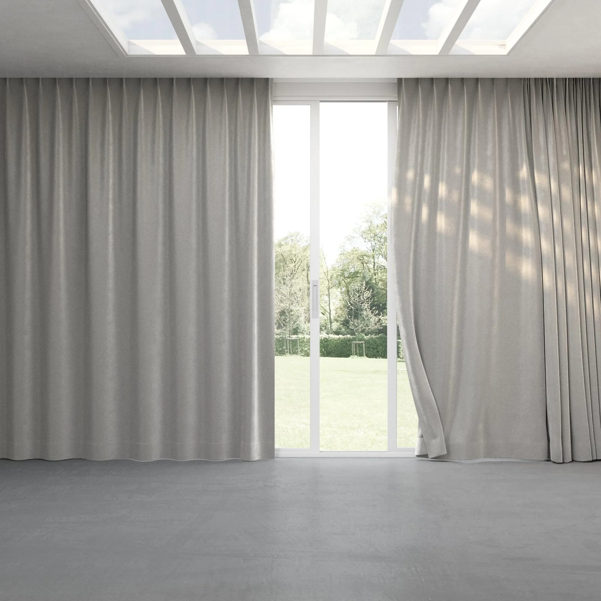 Full view of Velvelux Mouse, pinch pleat