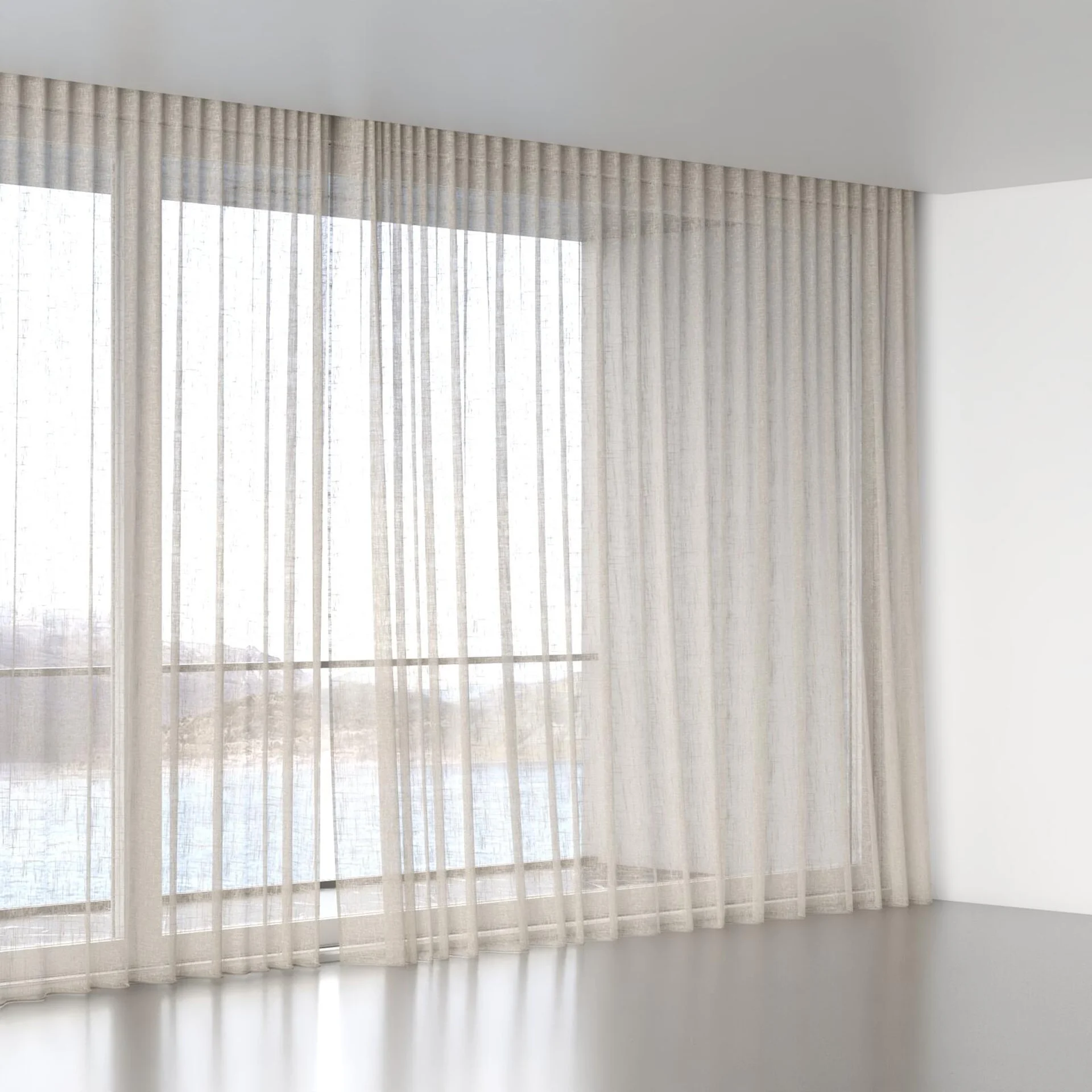 Full view of Beech Linen, wave pleat