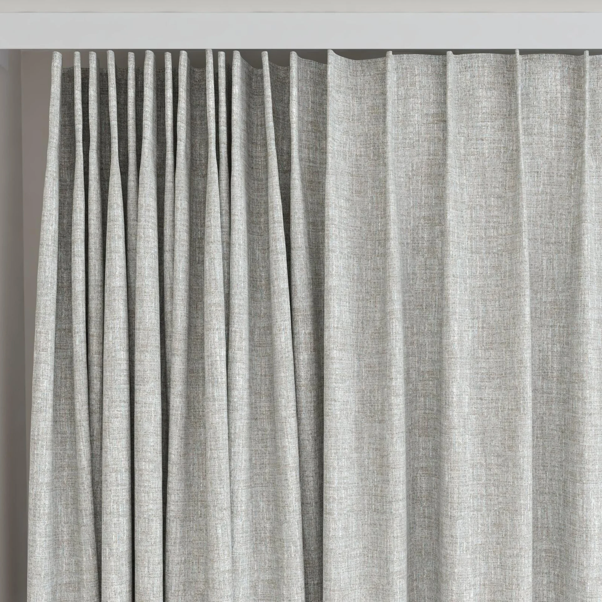 Top view of Dryland Silver, on curtain rail