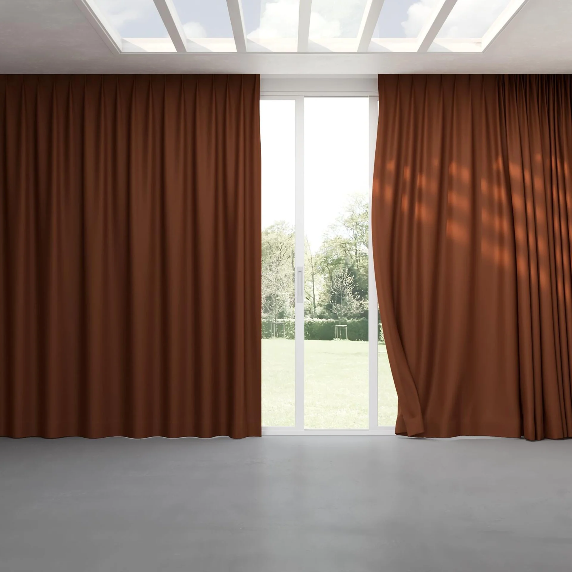 Full view of Eternal Paprika, pinch pleat