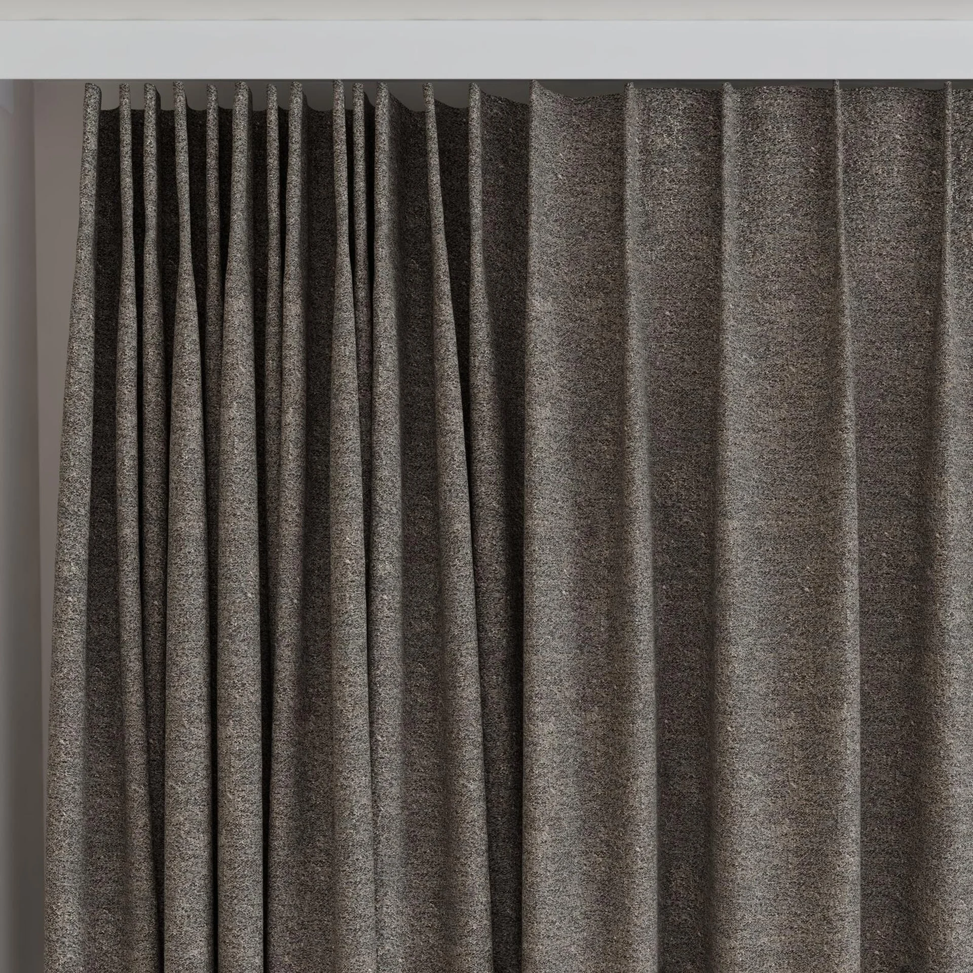 Top view of Metallique Pewter, on curtain rail