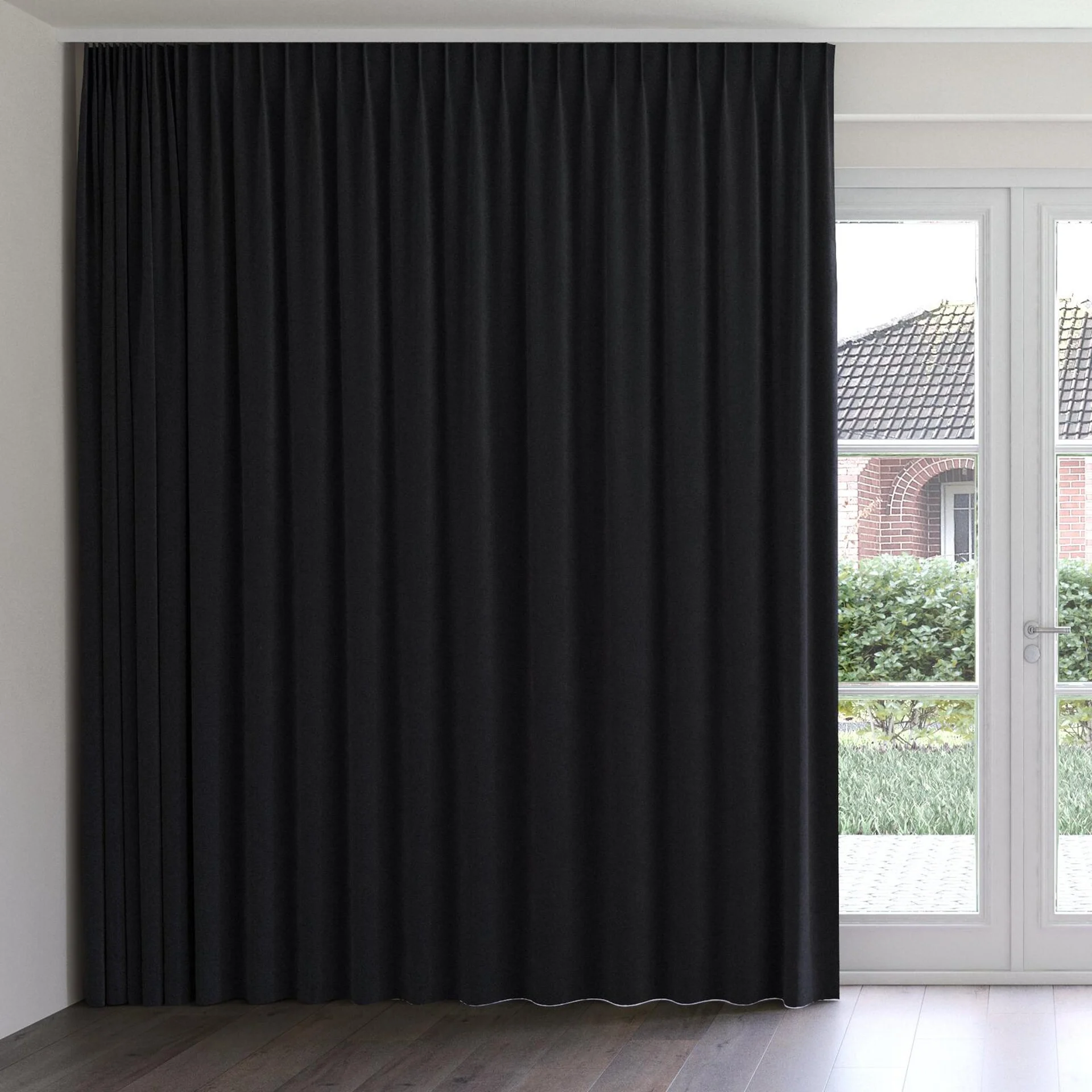 Front view of Moon Onyx, on curtain rail