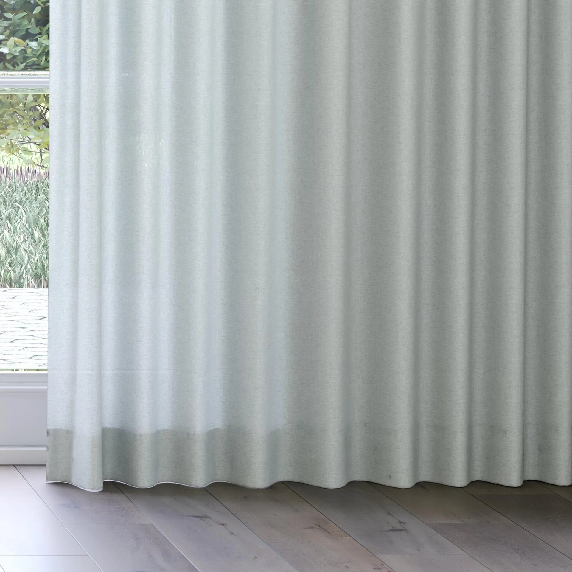 Bottom view of Envoy 2 Mist 320cm, on curtain rail