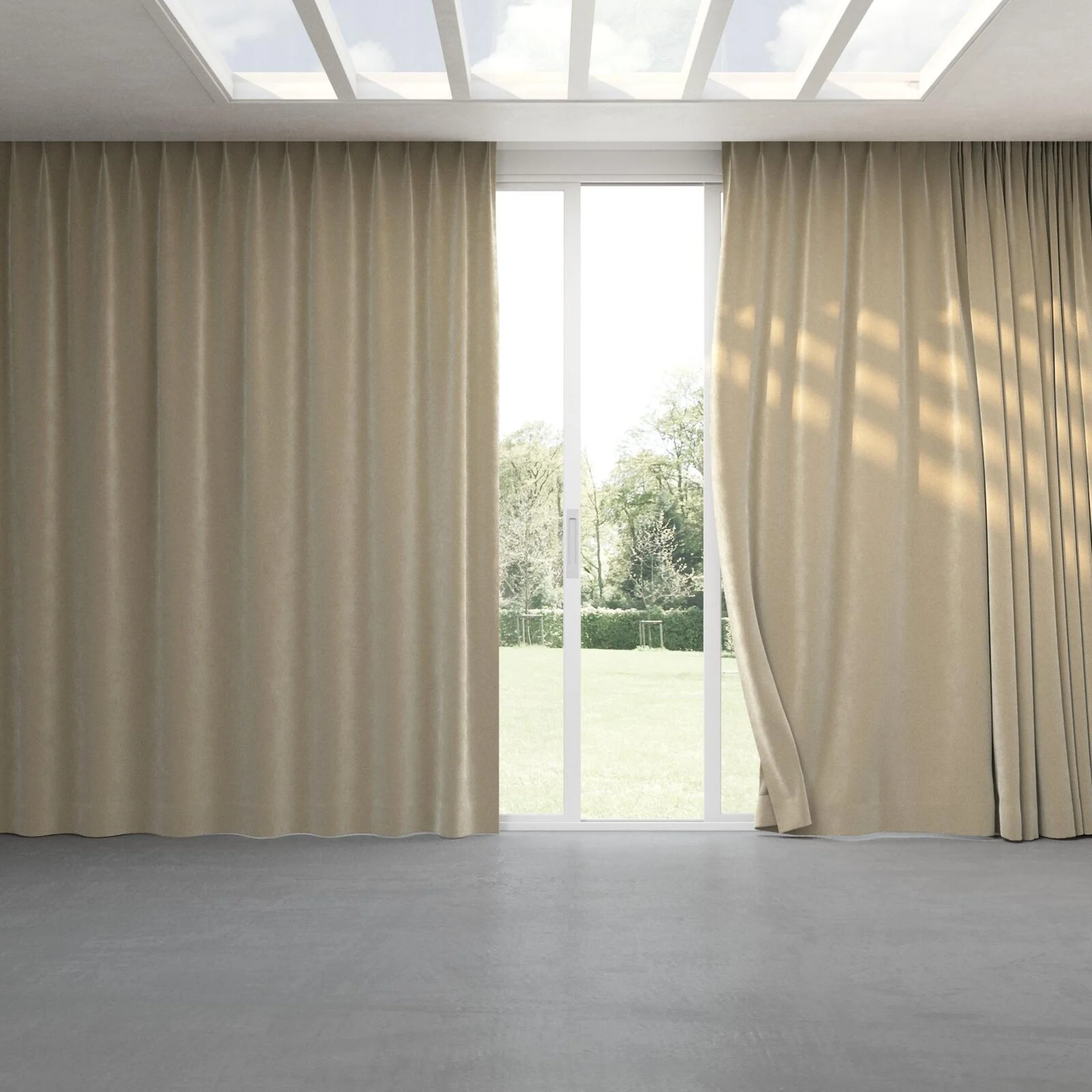 Full view of Vienna Suede, pinch pleat