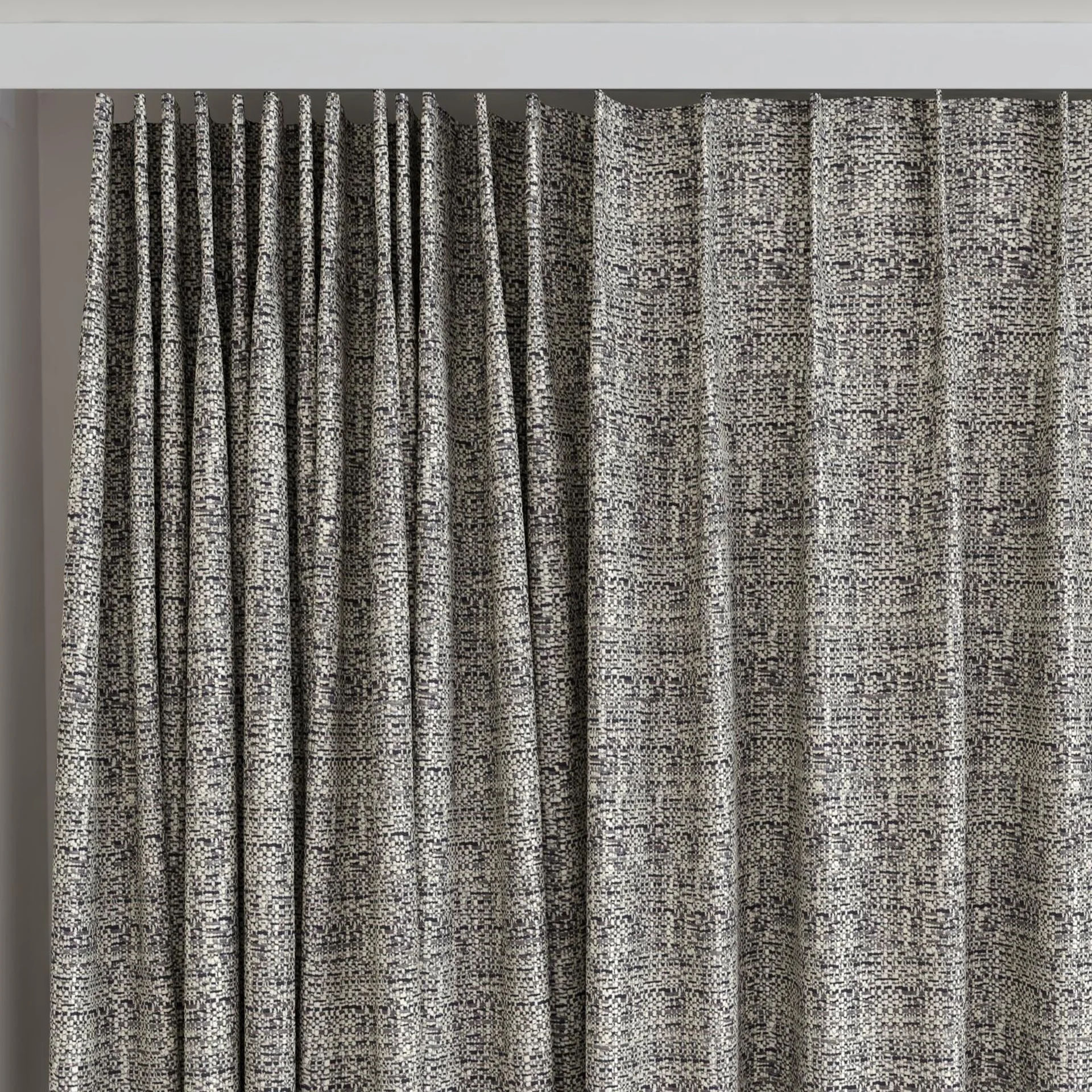 Top view of Refract Graphite, on curtain rail