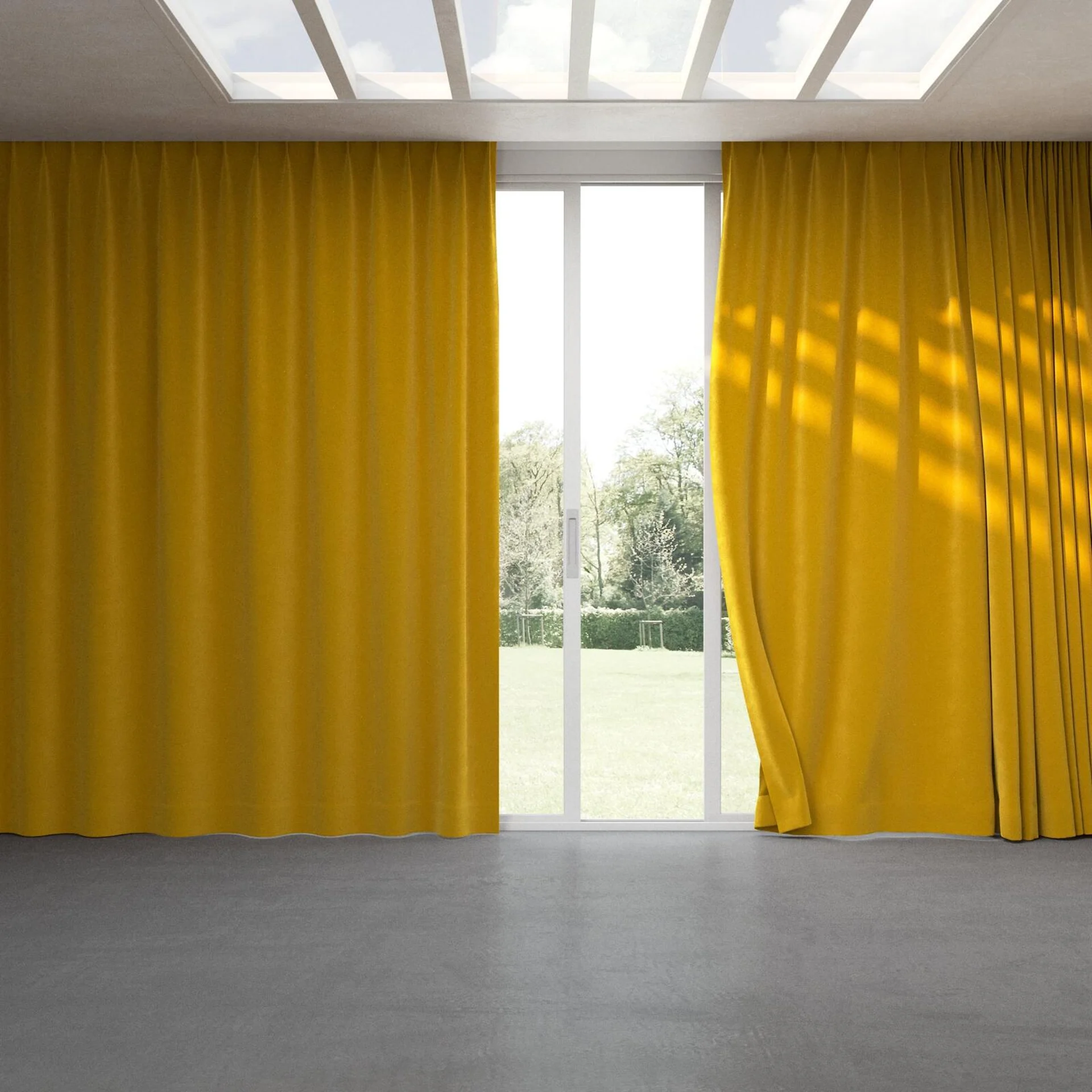 Full view of Verbier Amber, pinch pleat