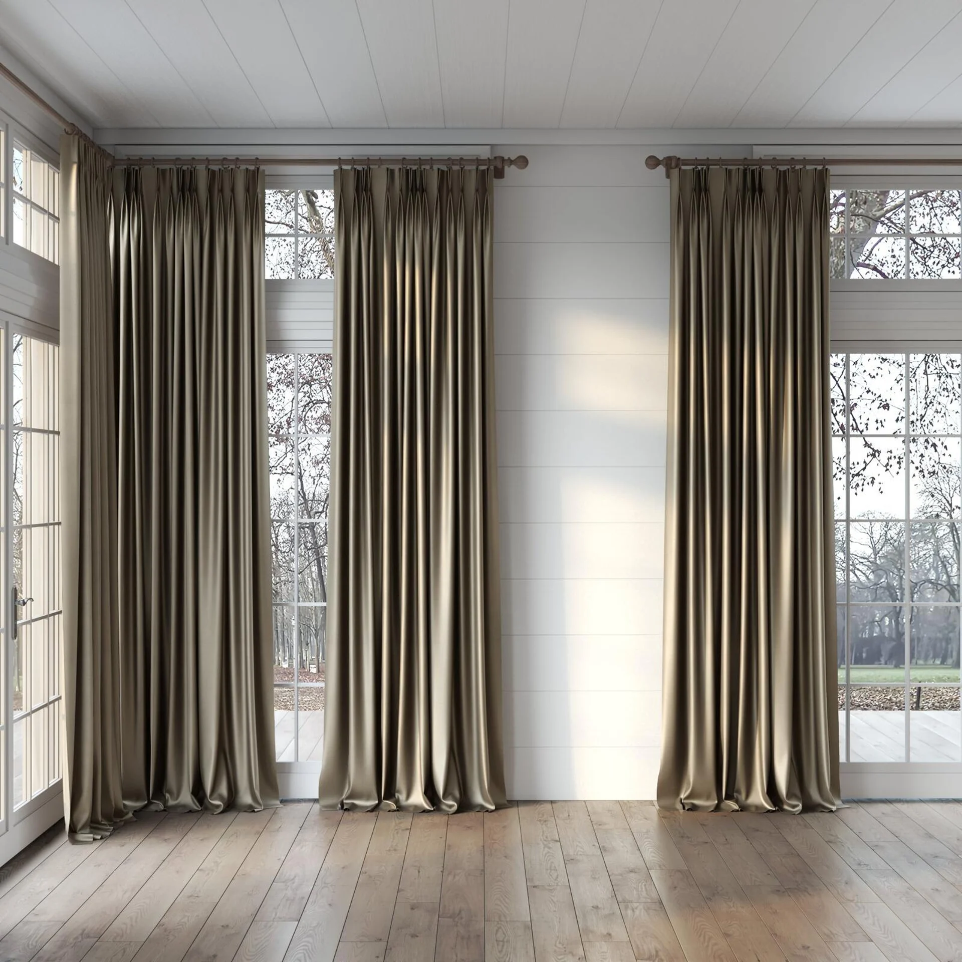 Full view of Mont Blanc Bison, puddled, on curtain rod