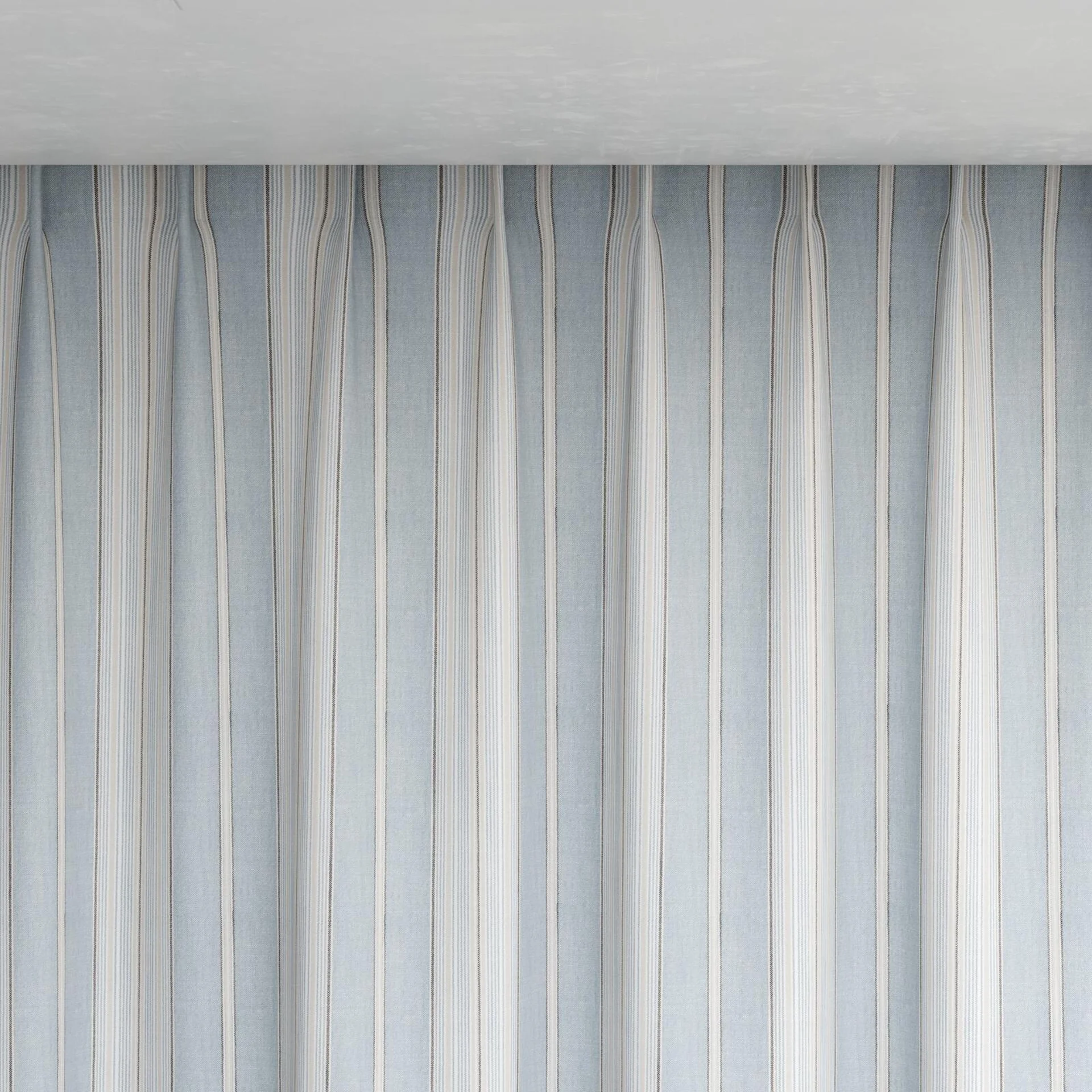 Top view of Chambray Multi Sky Blue, pinch pleat