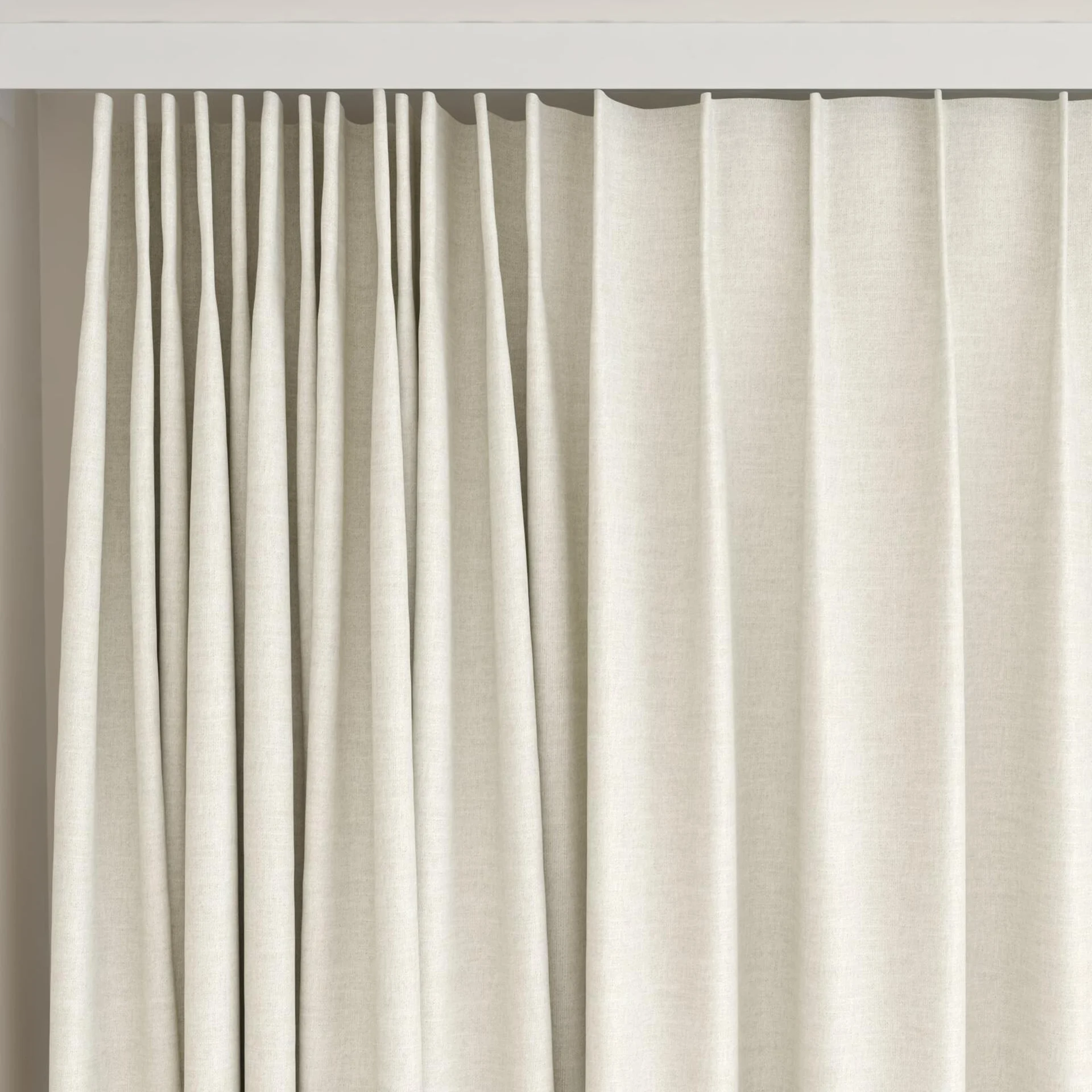 Top view of Casual Ivory, on curtain rail