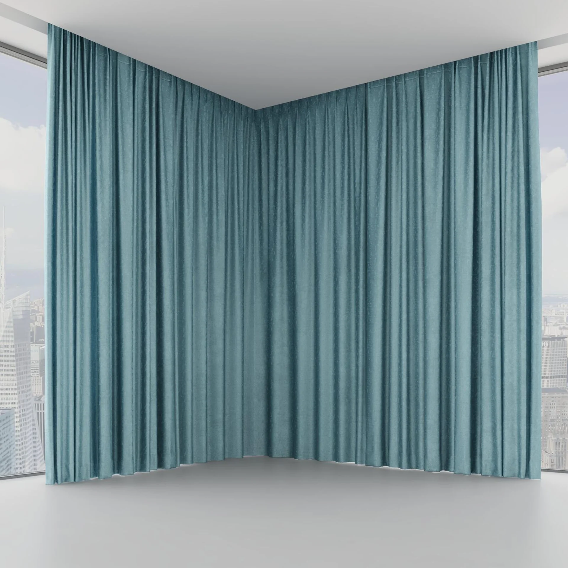 Front view of Hug Teal, on hidden rail