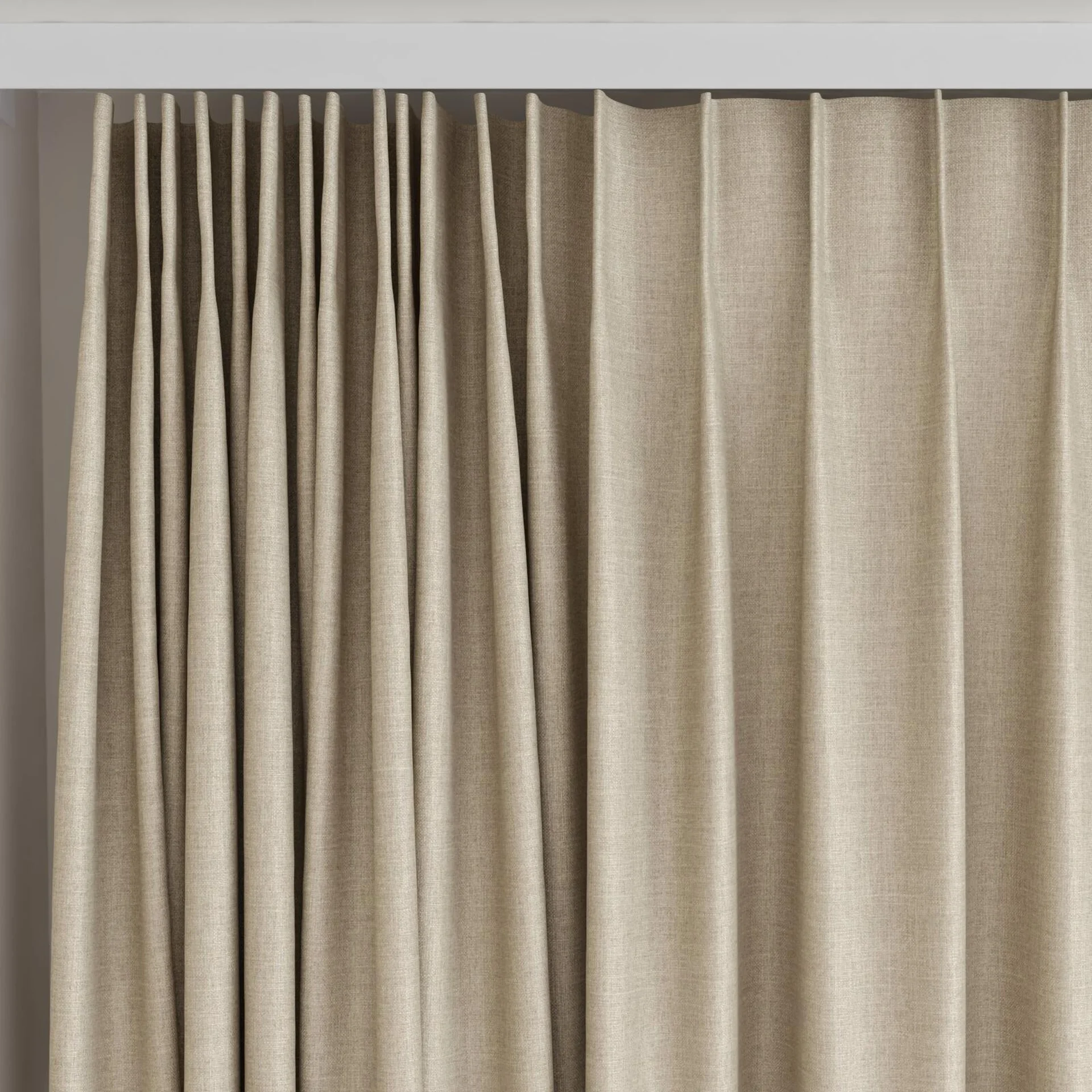 Top view of Frisco Linen, on curtain rail