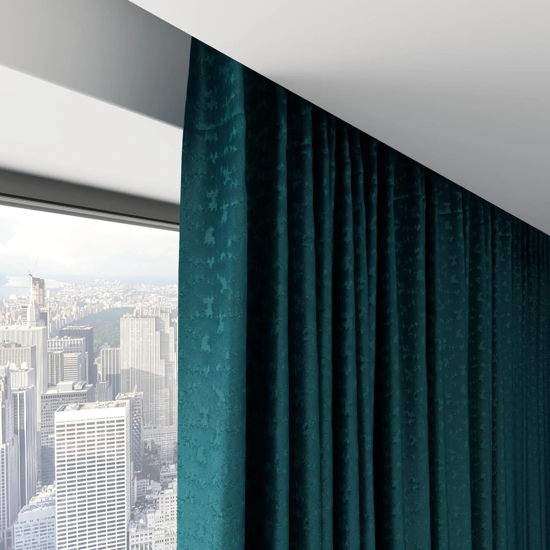 Top view of Requiem Teal, on hidden rail