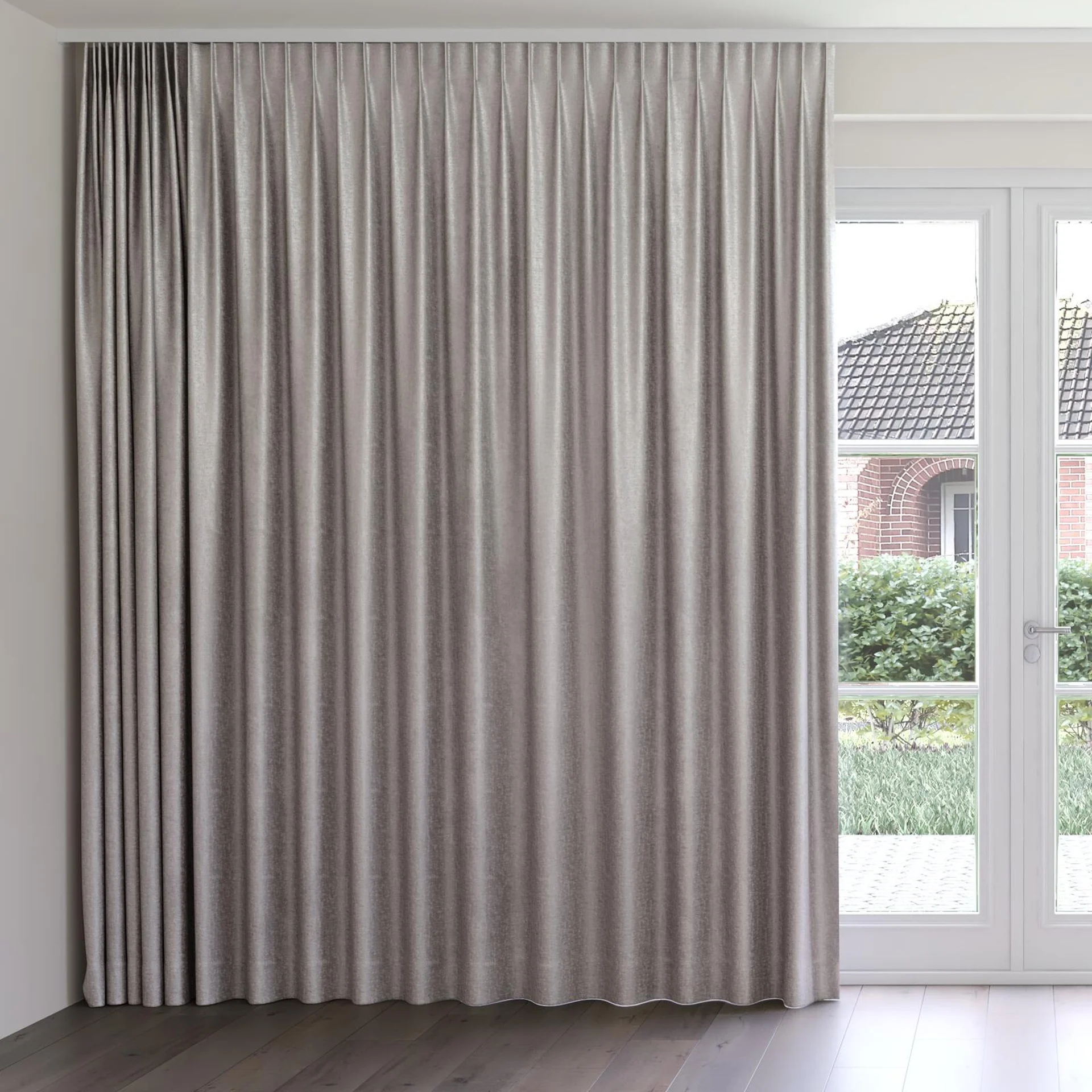 Front view of Hug Silver, on curtain rail
