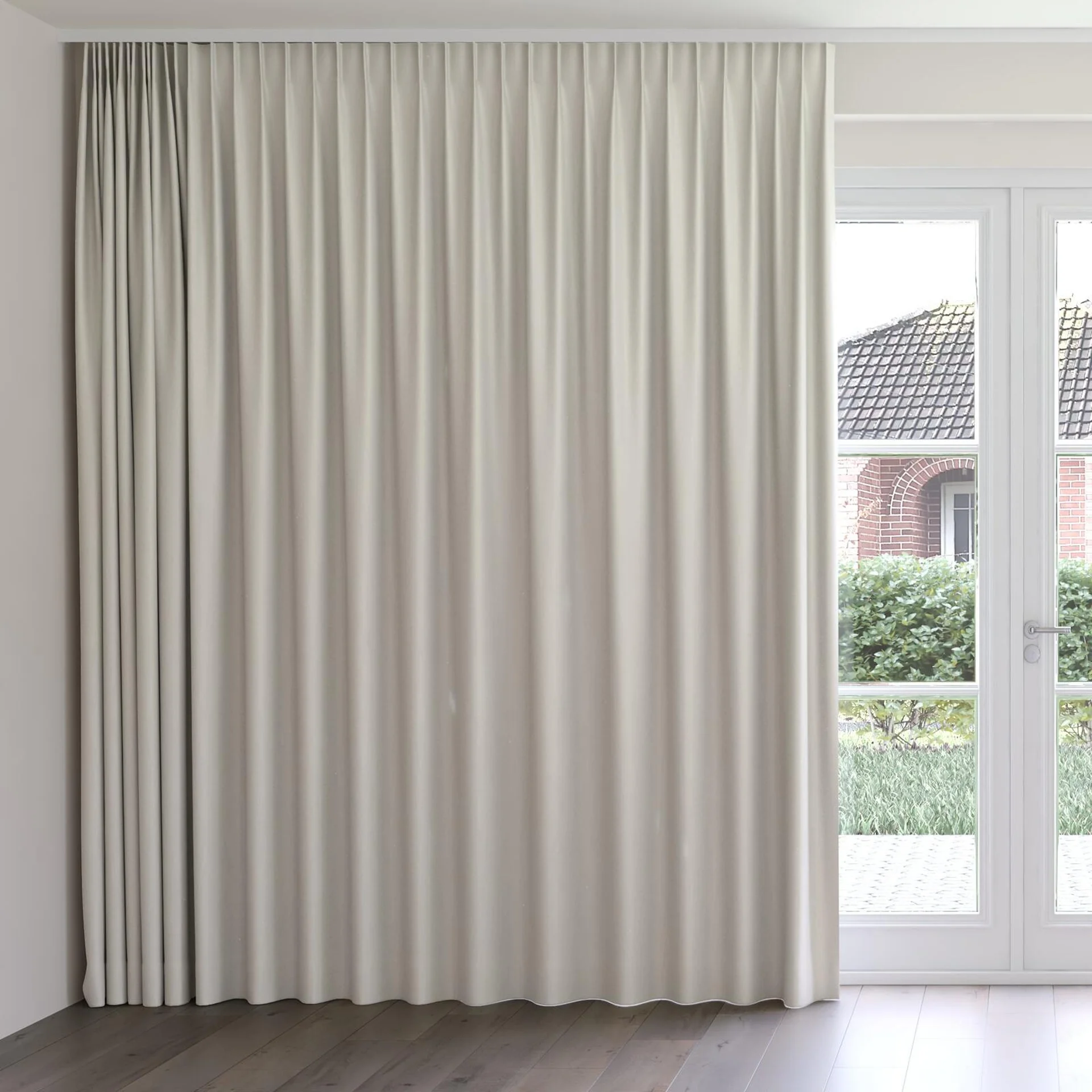 Front view of Excel Dove, on curtain rail