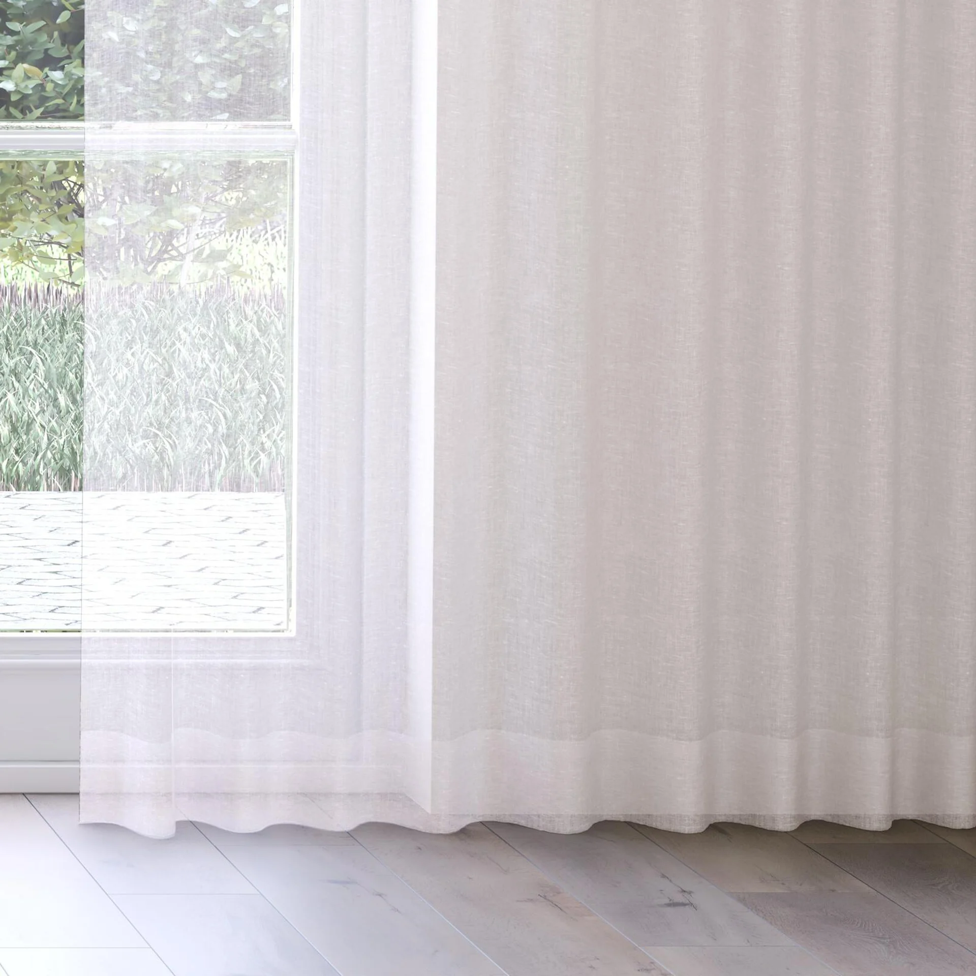 Bottom view of Lino Rose Quartz, on curtain rail
