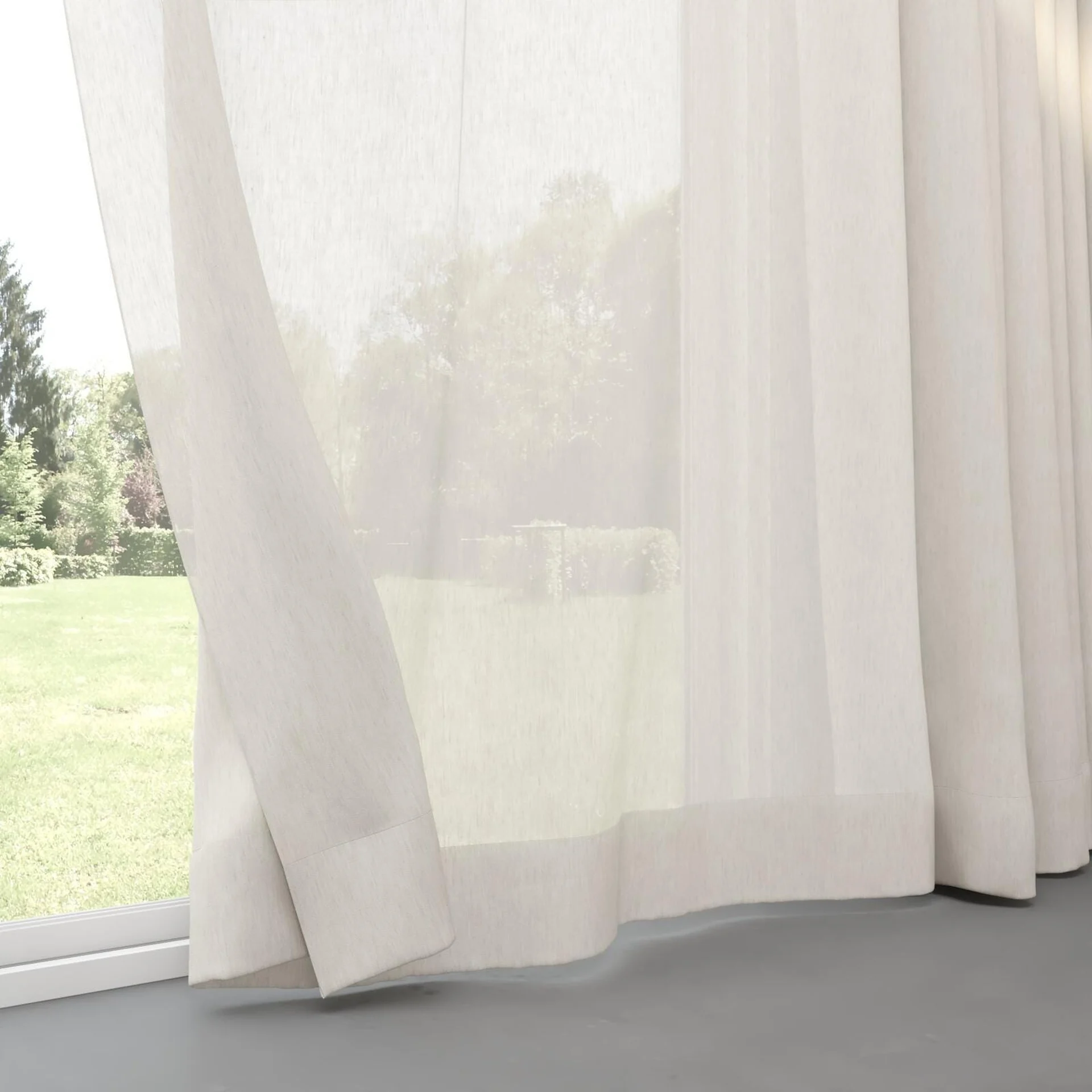 Bottom view of Balance Linen, pinch pleat