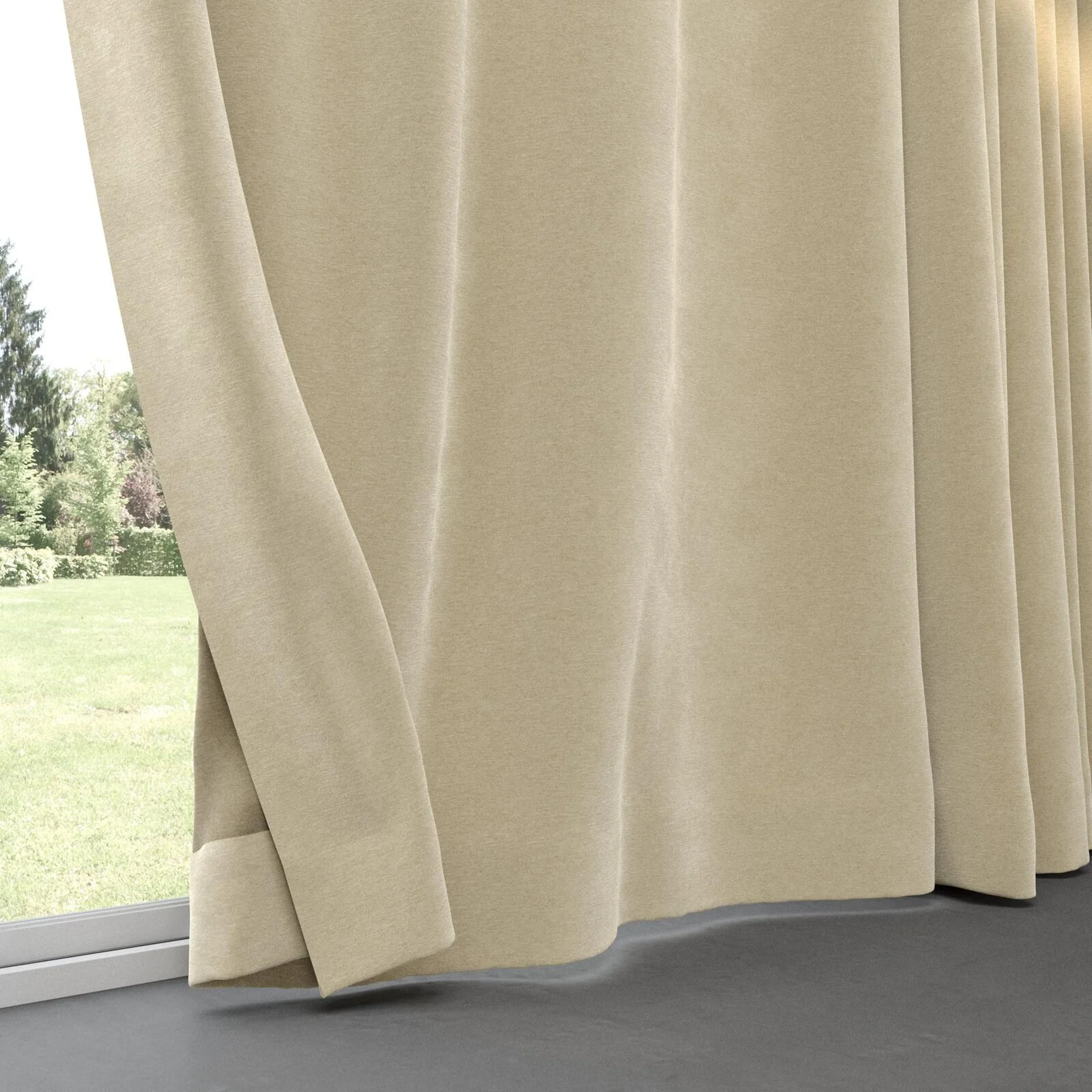 Bottom view of Geneva Linen, pinch pleat