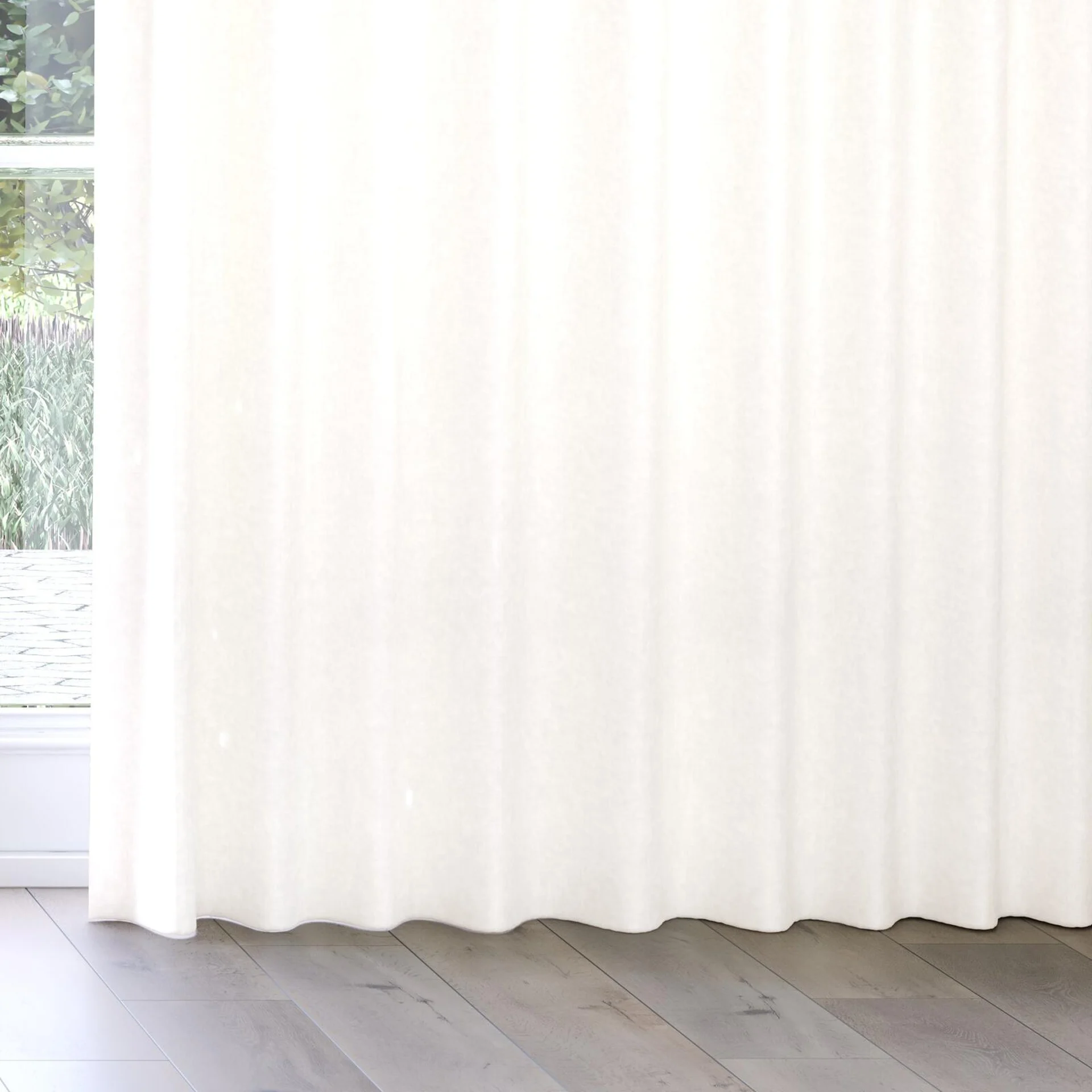 Bottom view of Goa Marshmallow, on curtain rail